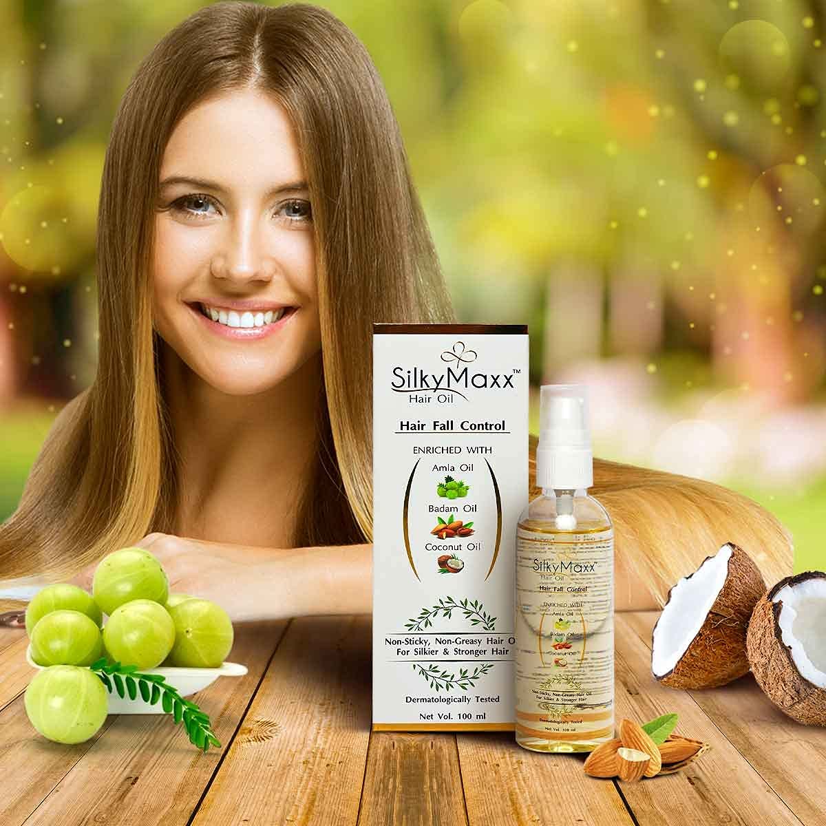 SilkyMaxx Hair Growth Oil with Amla, Almond & Coconut - Anti Hair Fall, Non-Greasy & Lightweight Formula for Stronger, Healthier Hair - Perfect for Daily Use, Styling & Scalp Care