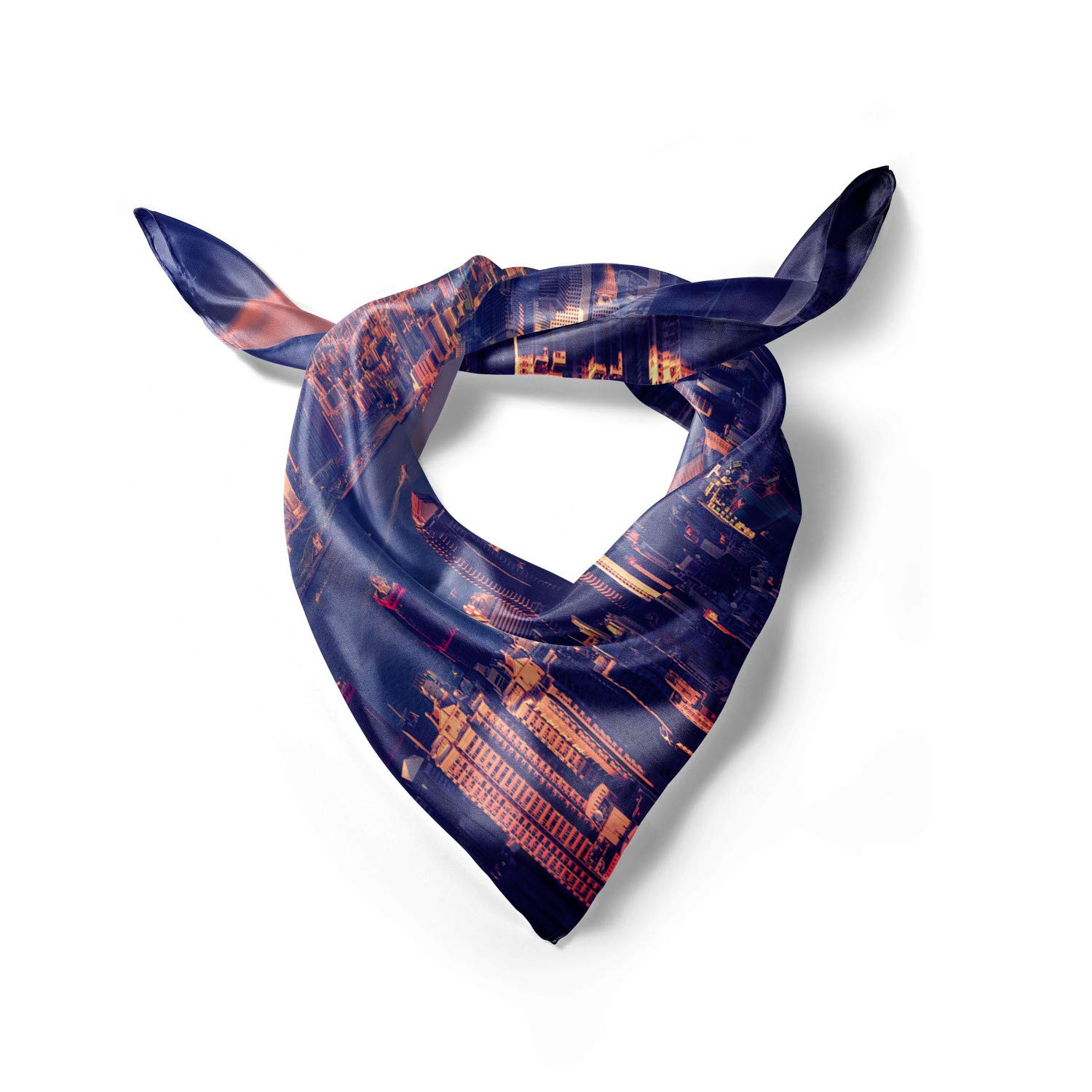 Ambesonne City Headscarf - Dreamy Hong Kong Scenery Print, Fashion Hijab & Head Wrap for Women - Perfect for Travel, Daily Wear, and Cultural Outfits