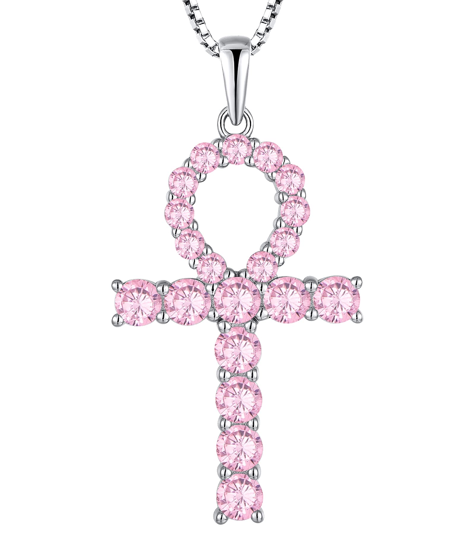 925 Sterling Silver Ankh Cross Pendant Necklace for Women - Elegant Crucifix Jewelry with Gemstones | Perfect for Gifts, Everyday Wear & Spiritual Occasions