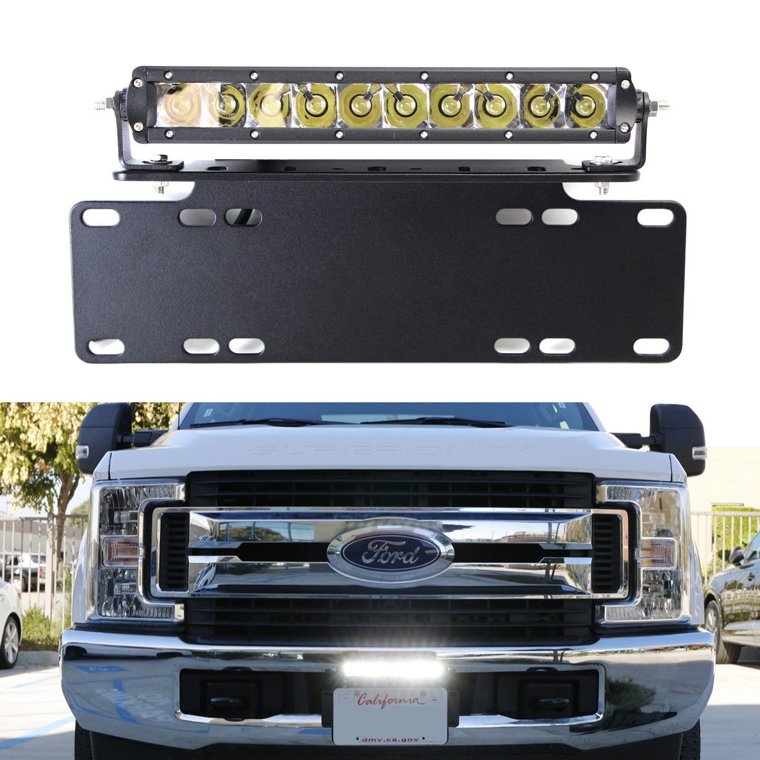50W CREE LED Light Bar with License Plate Mount Bracket & Wiring Kit - Universal Fit for Trucks, SUVs, Jeeps - Perfect for Off-Roading, Camping & Night Driving