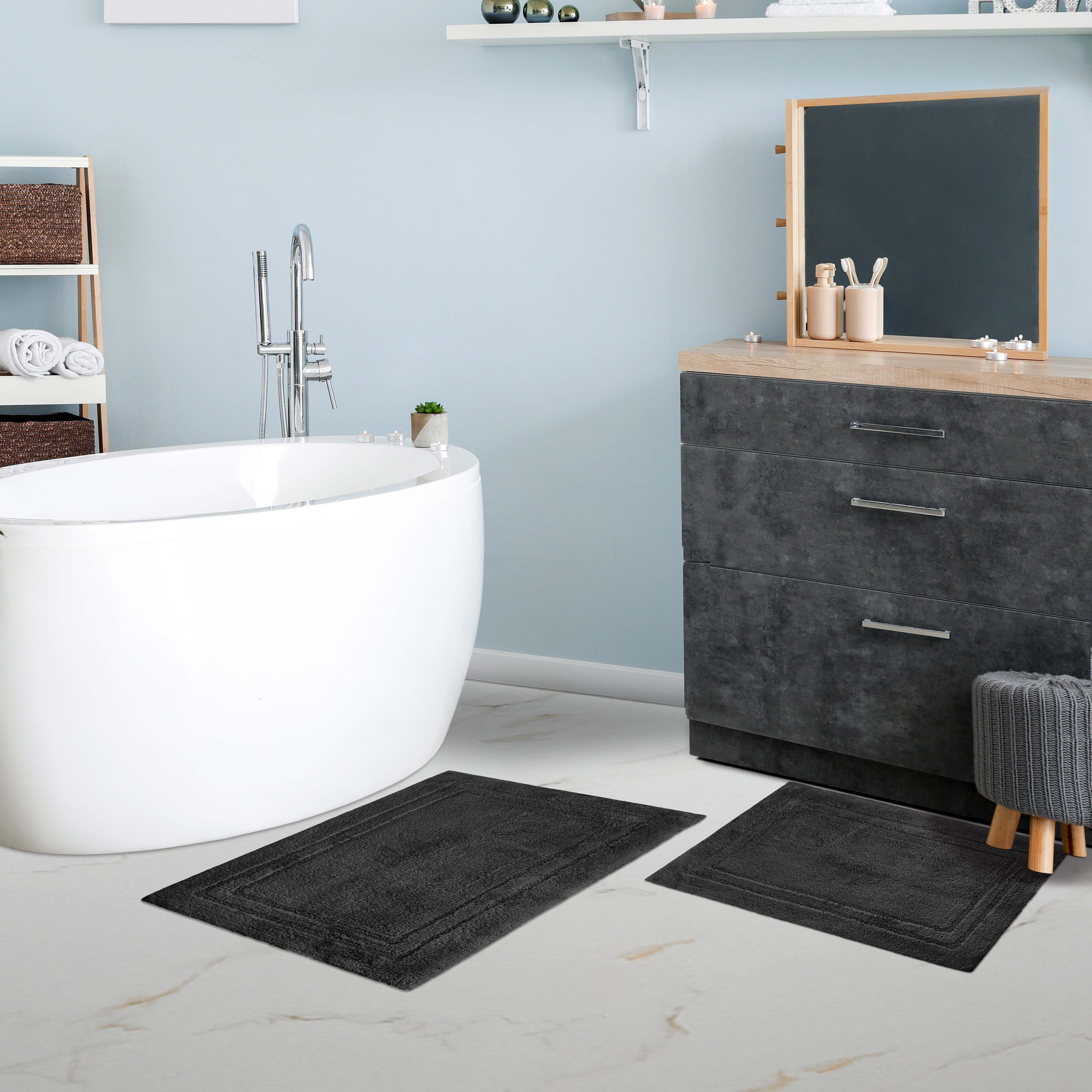 Soft Cotton Non-Slip 2-Piece Bath Rug Set - Absorbent & Machine Washable for Bathroom Safety & Comfort