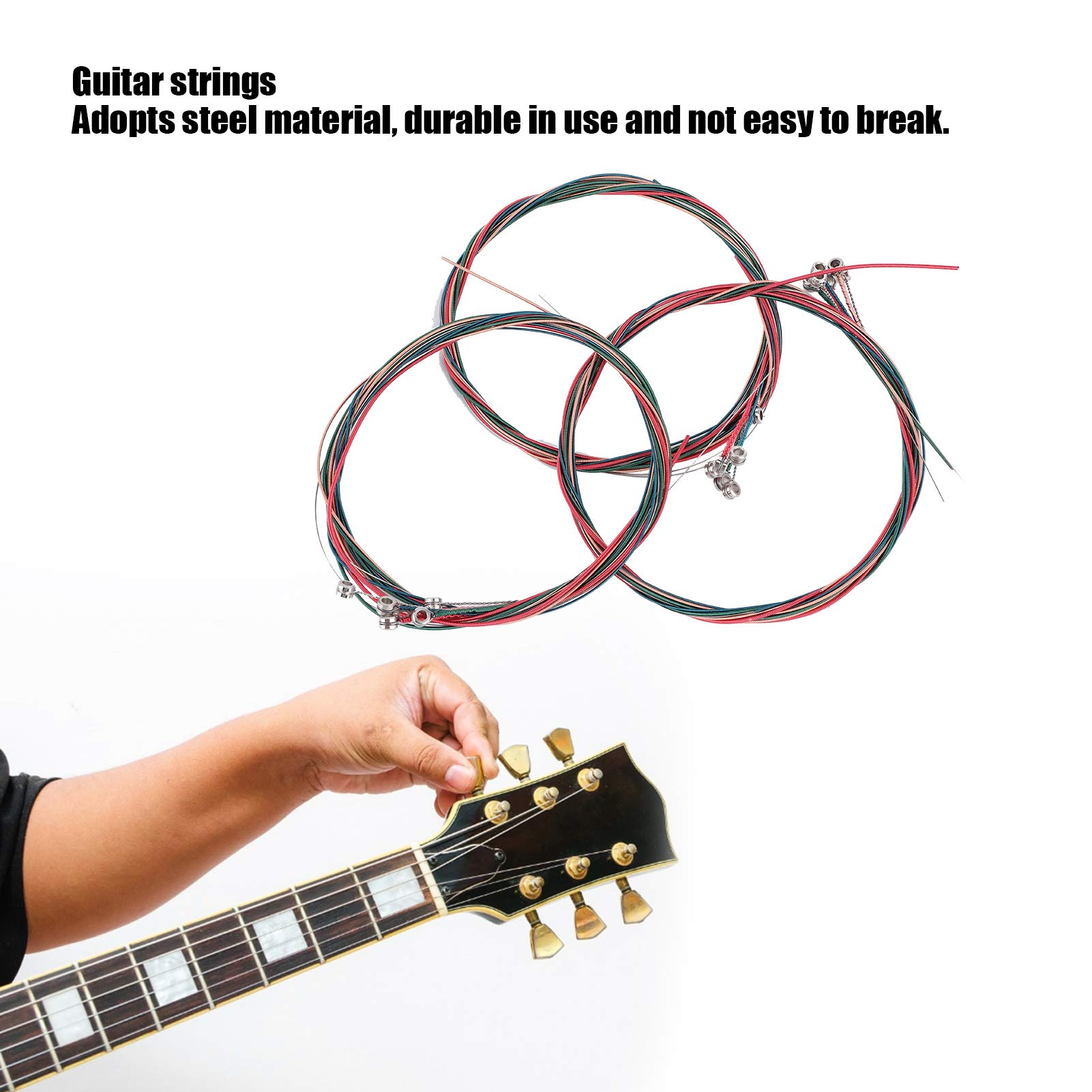 **3 Sets 18Pcs Universal Acoustic Guitar Strings - Colorful Steel Folk Guitar Strings Replacement for Musical Instruments | Perfect for Beginners, Performers & Travel**