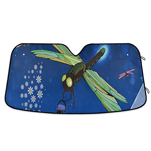 Dragonfly Car Sun Visor - 55 x 28 Inch Foldable Windshield Sunshade for Cars, Trucks & SUVs | UV Protection & Heat Reduction | Perfect for Summer Parking & Road Trips