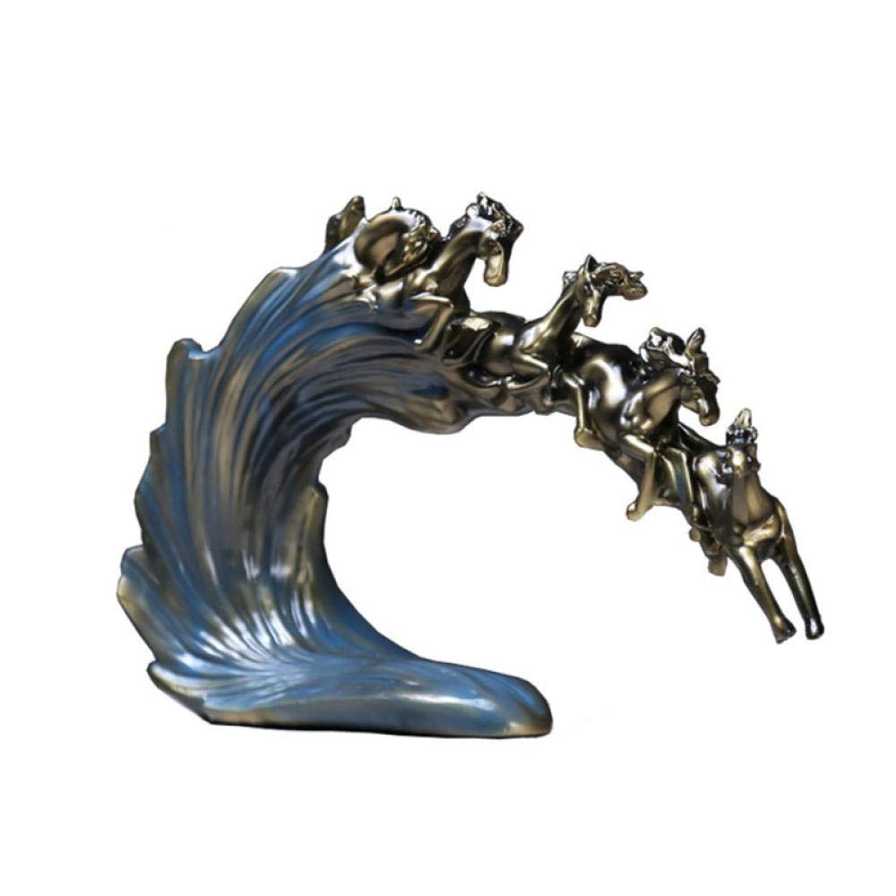 Lucky Blue Horse Resin Statue - Handcrafted Home Decor Sculpture for Living Room, Office & Desk | Feng Shui Success Symbol, Unique Gift Idea for Housewarming & Birthday