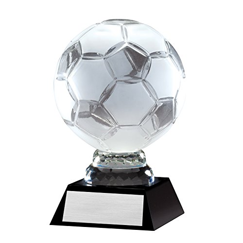 Custom 12 Inch Optical Cut Crystal Soccer Ball Trophy - Personalized Engraving for Awards, Gifts & Recognition | Perfect for Sports Banquets, Team Celebrations & Corporate Events