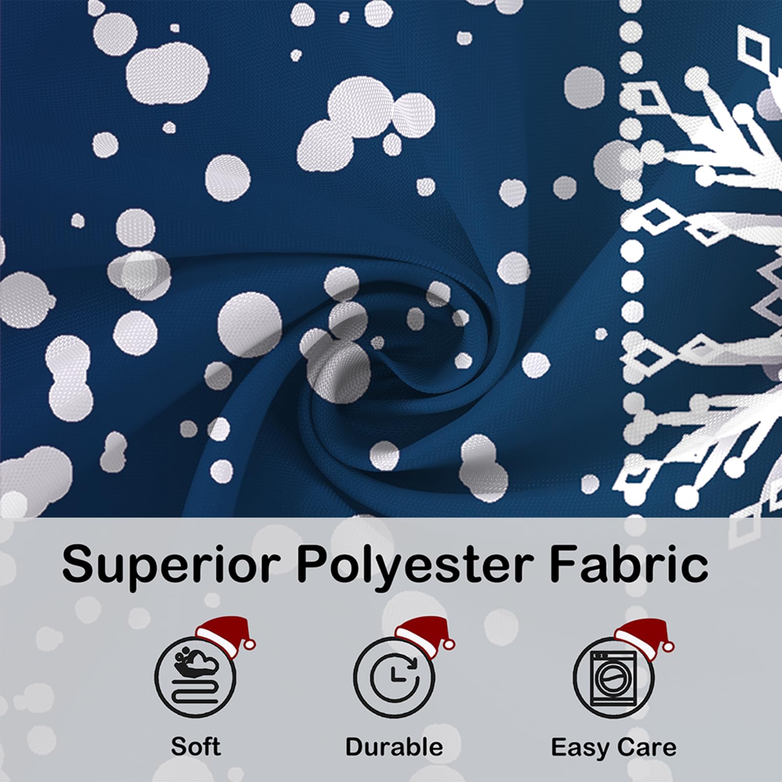 YOSTEV Blue Christmas Snowflake Shower Curtain - 72x72 Inch Sparkling Holiday Bathroom Decor with Glitter Fabric for Xmas & Winter Season | Perfect for Festive Bathroom Makeover and Seasonal Home Decoration
