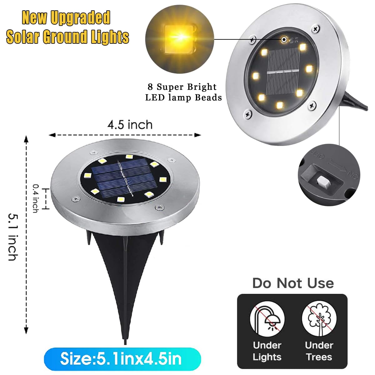 16 Pack Solar Ground Lights Outdoor Waterproof - Solar Garden Lights for Yard, Pathway, Lawn, Patio & Deck - Warm White Landscape Lighting for Walkways & Gardens (Perfect for Nighttime Safety & Ambience)
