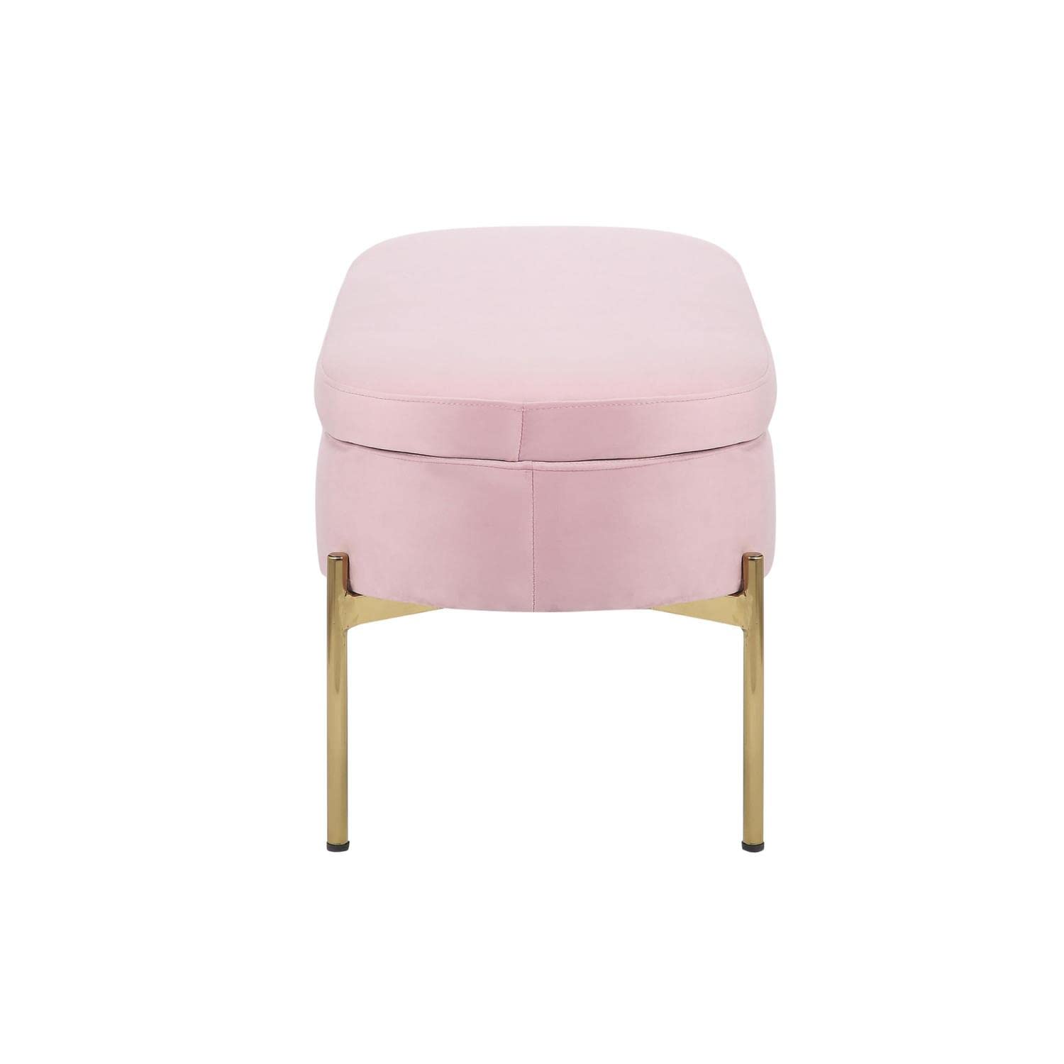 LumiSource Chloe Velvet Upholstered Storage Bench - Blush Pink Entryway & Bedroom Bench with Hidden Storage | Perfect for Small Space Organization, Shoe Storage & Seating Solution