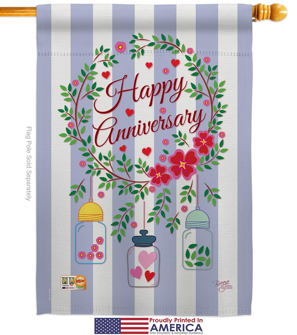 Happy Garden House Flags Set - Wedding Anniversary Decor for Yard & Party