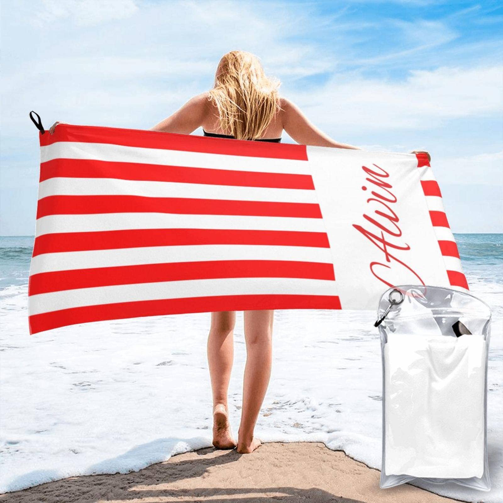 Personalized Name Beach Towel - Quick Dry Microfiber Sand-Free Towel for Pool, Beach & Camping - Perfect for Bachelorette Parties, Kids & Outdoor Activities