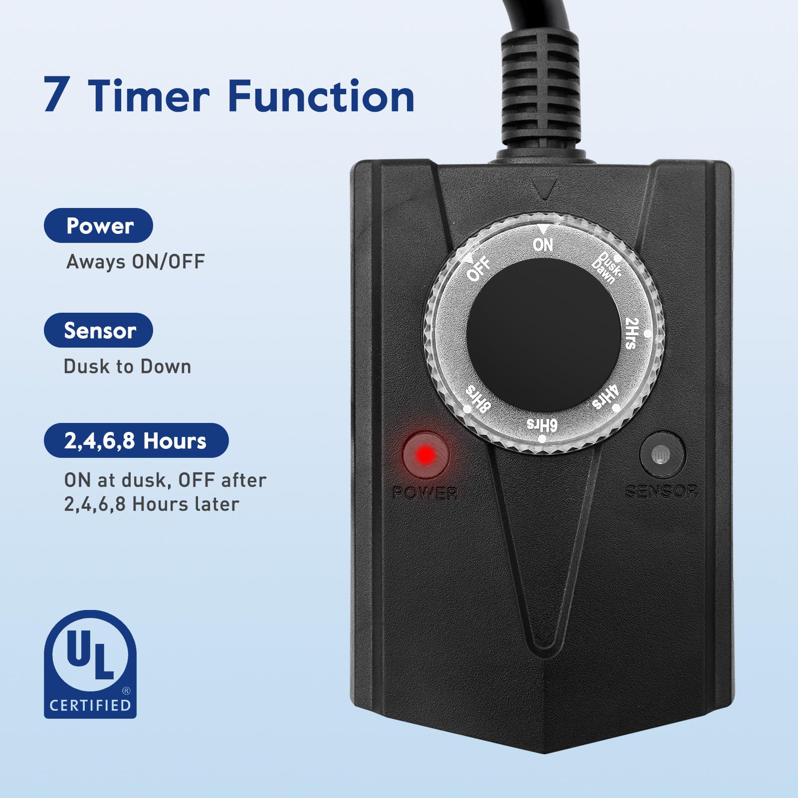 Brightown Outdoor Light Timer - Waterproof Sensor Switch for Christmas Lights & Decor