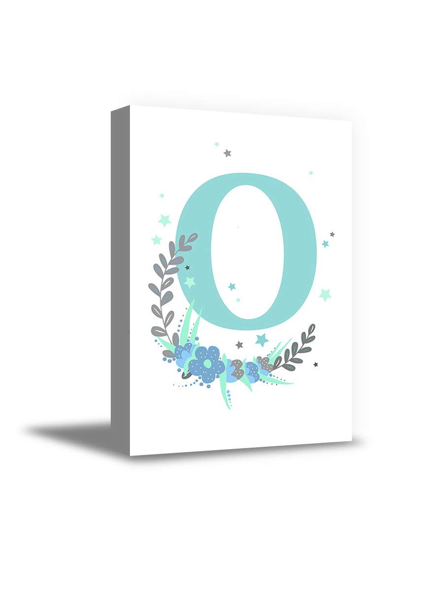 Blue Floral Initial Letter O Nursery Wall Art - 8