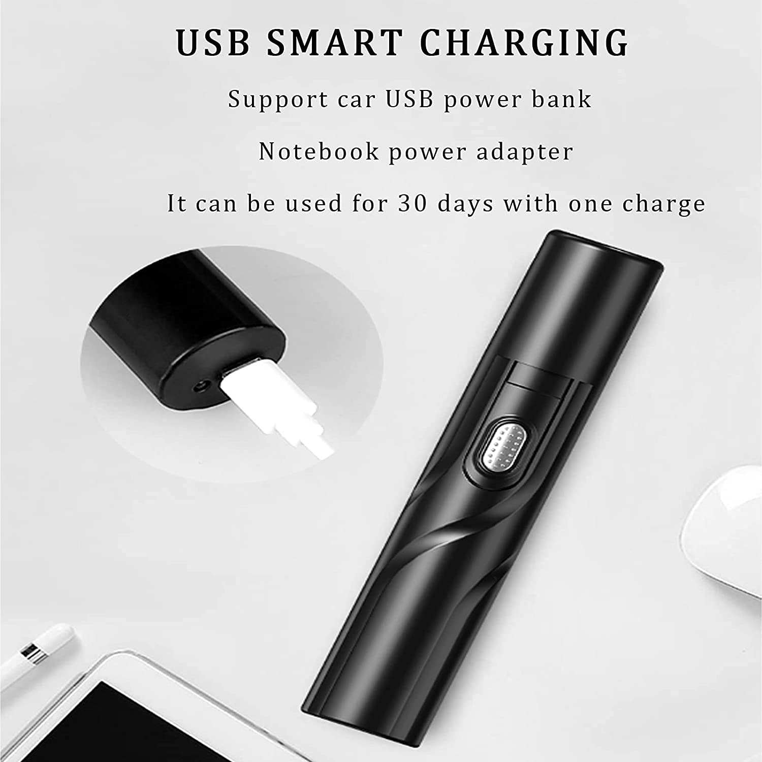Professional USB Rechargeable Ear & Nose Hair Trimmer for Men & Women - Waterproof Nasal Hair Vacuum Cleaning System with LED Light - Perfect for Travel, Gym & Home Grooming
