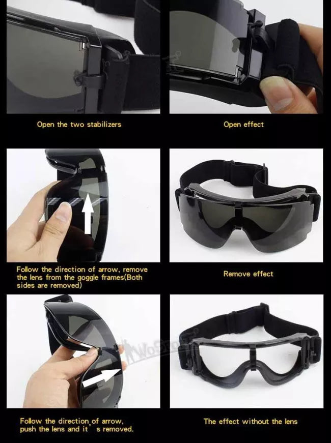 Wosport WST Outdoor Anti Fog ATF Goggles - Clear Lens Safety Glasses for Cycling, Skiing, Shooting & Work Protection