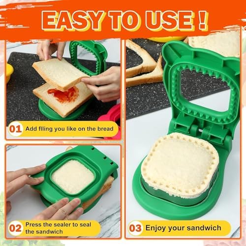KITCHENSTYLO Uncrustables Sandwich Maker - Stainless Steel Sandwich Cutter & Sealer for Kids Lunch - Bread Mold Tool for Bento Box & Lunchbox - Perfect for School Lunches, Picnics & Quick Snacks