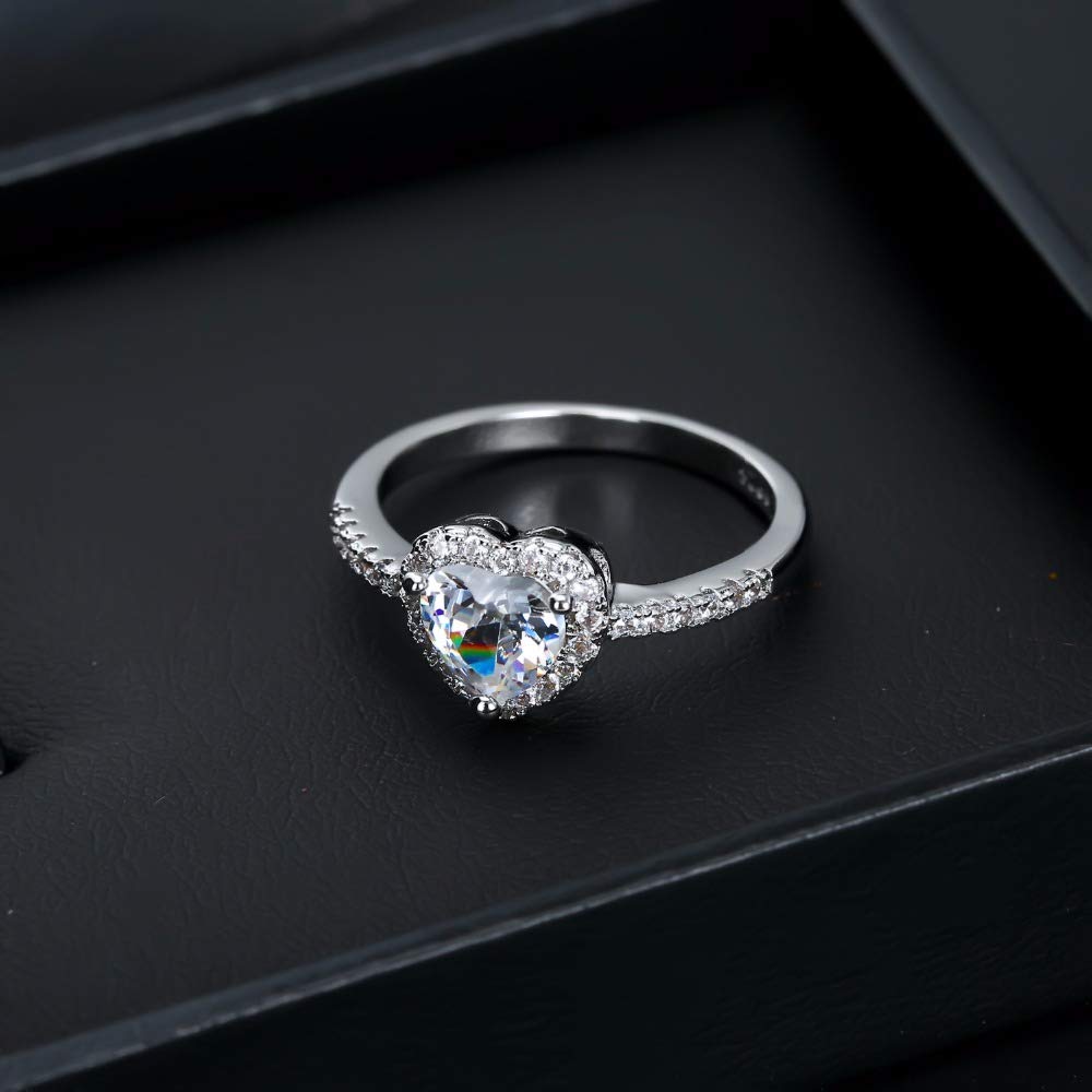 Xunuo Fashion Heart Cubic Zirconia Diamond Crystal Rings for Women - Wedding, Promise & Engagement Band, Size 8 | Elegant Jewelry Gift for Anniversary, Valentine's Day & Special Occasions