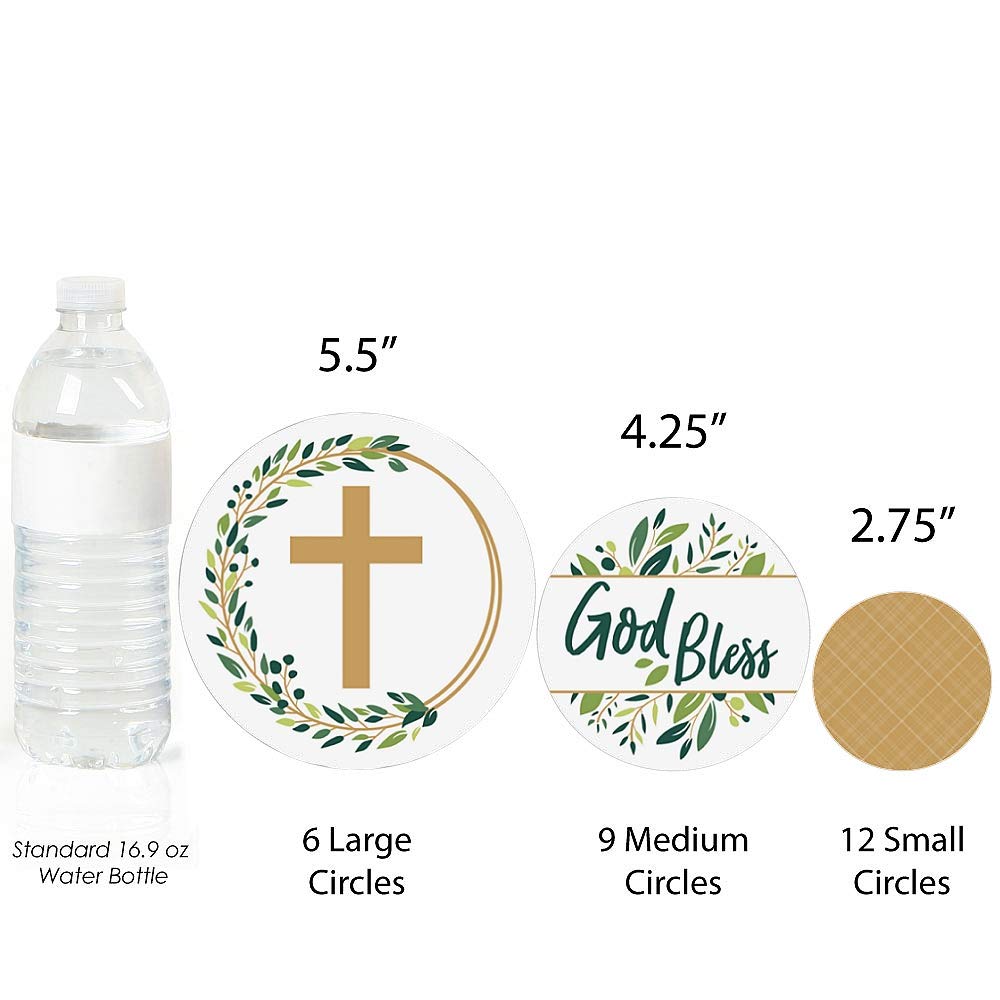 Elegant Cross Religious Confetti - 27 Count Large Circle Party Decorations for Baptism, Wedding & Church Events - Big Dot of Happiness