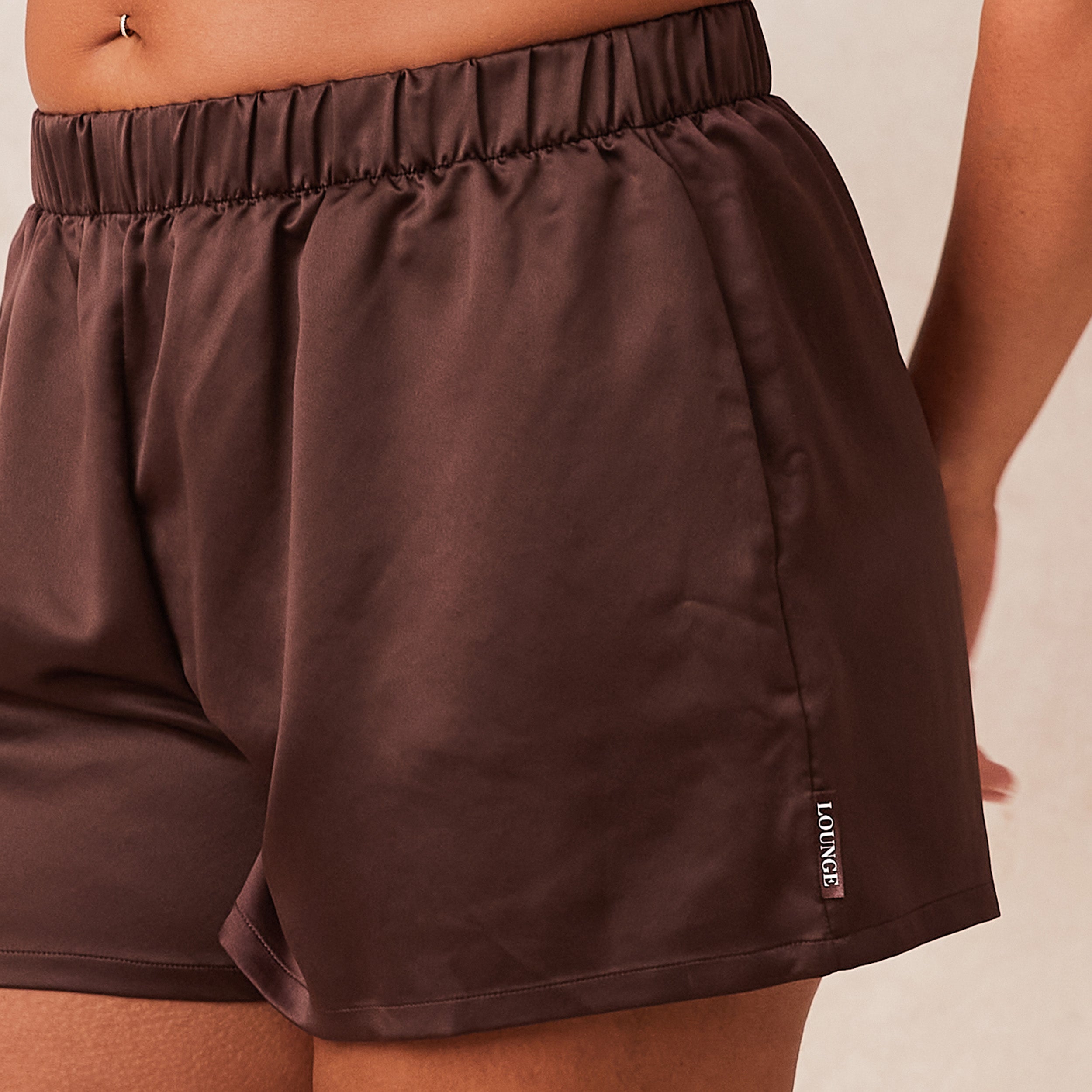 Women's Classic Satin Pajama Shorts - Soft & Comfortable Sleepwear for Summer - Chocolate Brown (Perfect for Lounge, Vacation & Bedtime)