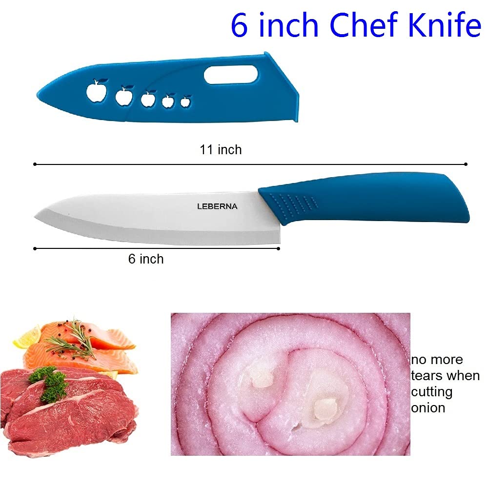 Premium Ceramic Knife Set - 6-Piece Colorful Kitchen Knives with Sheaths (6