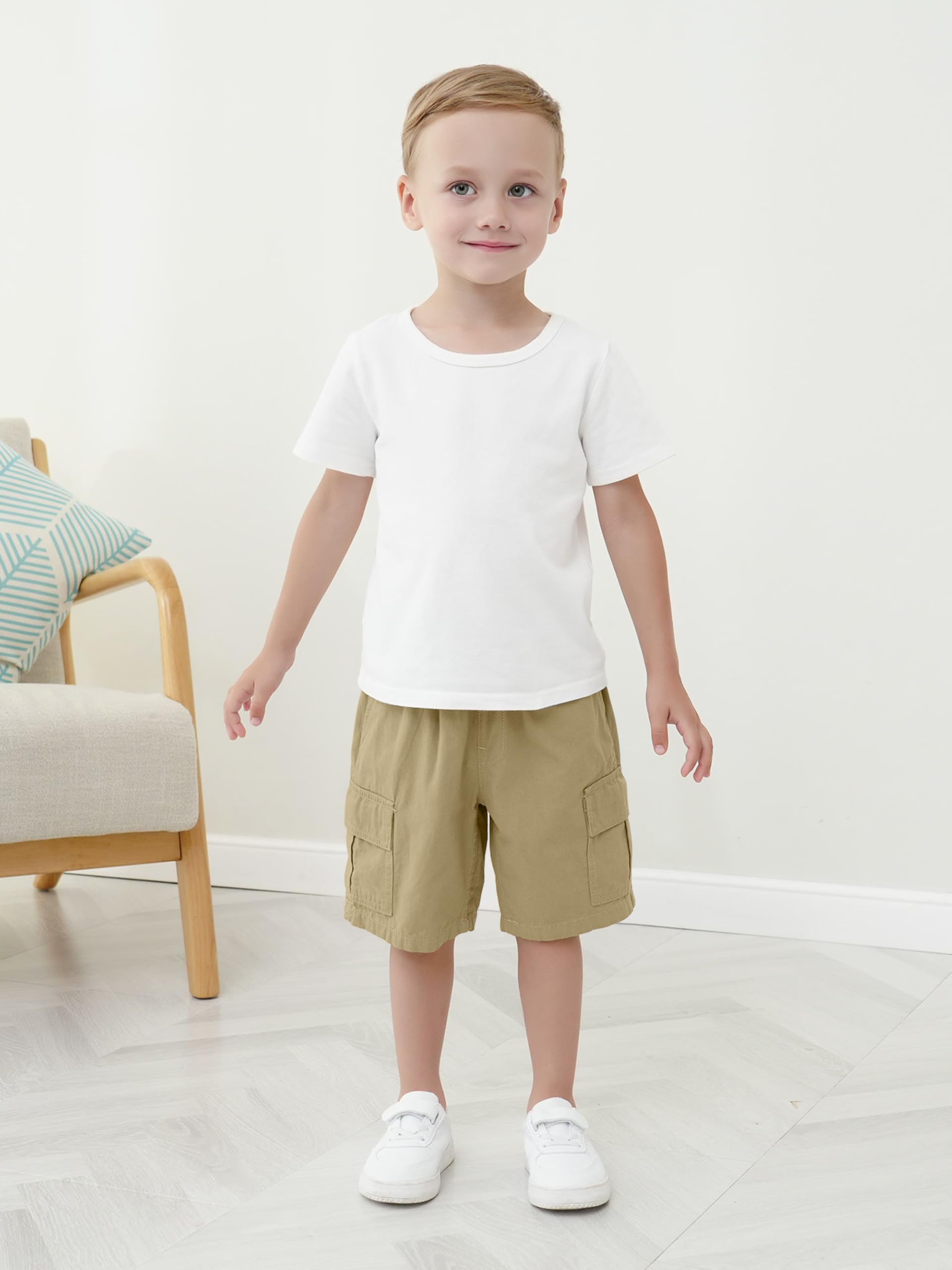 OHD 3 Pack Boys' Uniform Shorts - Classic Fit Cargo Jogger Shorts for Toddler & Kids | School Uniform, Summer Play & Casual Wear