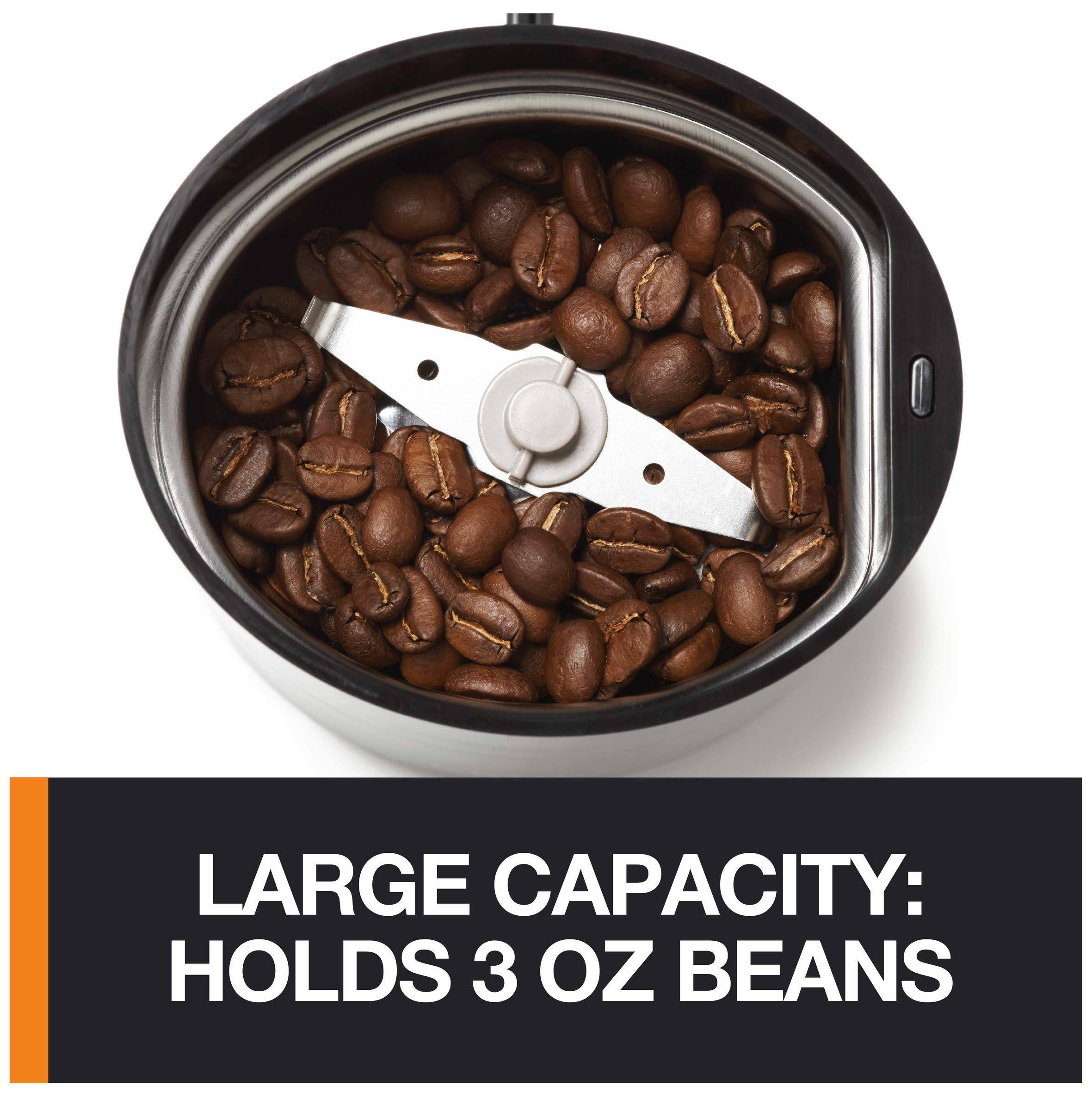 KRUPS Precision Electric Coffee Grinder - 3 oz Capacity, 200W Motor, Stainless Steel Blades for Uniform Grinding of Coffee Beans, Herbs, Nuts & Spices - Perfect for Home, Office, or Travel Use (Black)
