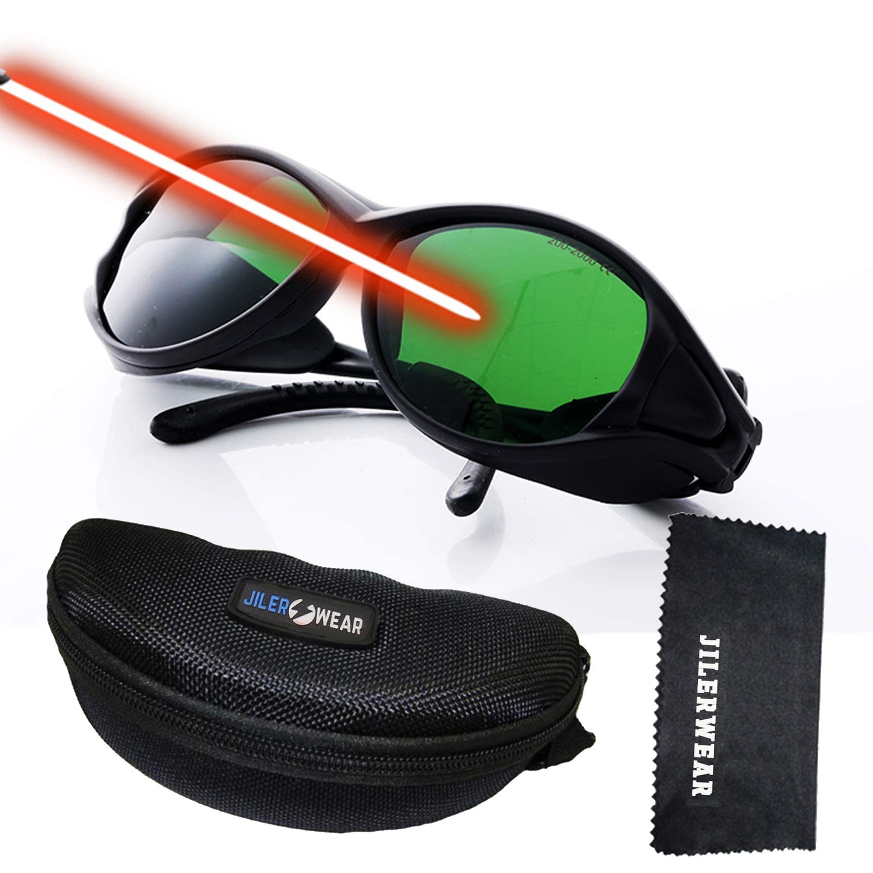JILERWEAR Professional Laser Safety Glasses - 405nm, 445nm, 450nm, 532nm, 850nm & 190nm-490nm Wavelength Protection - Violet/Blue/Red Laser Safety Goggles for Labs, DIY Projects & Industrial Use