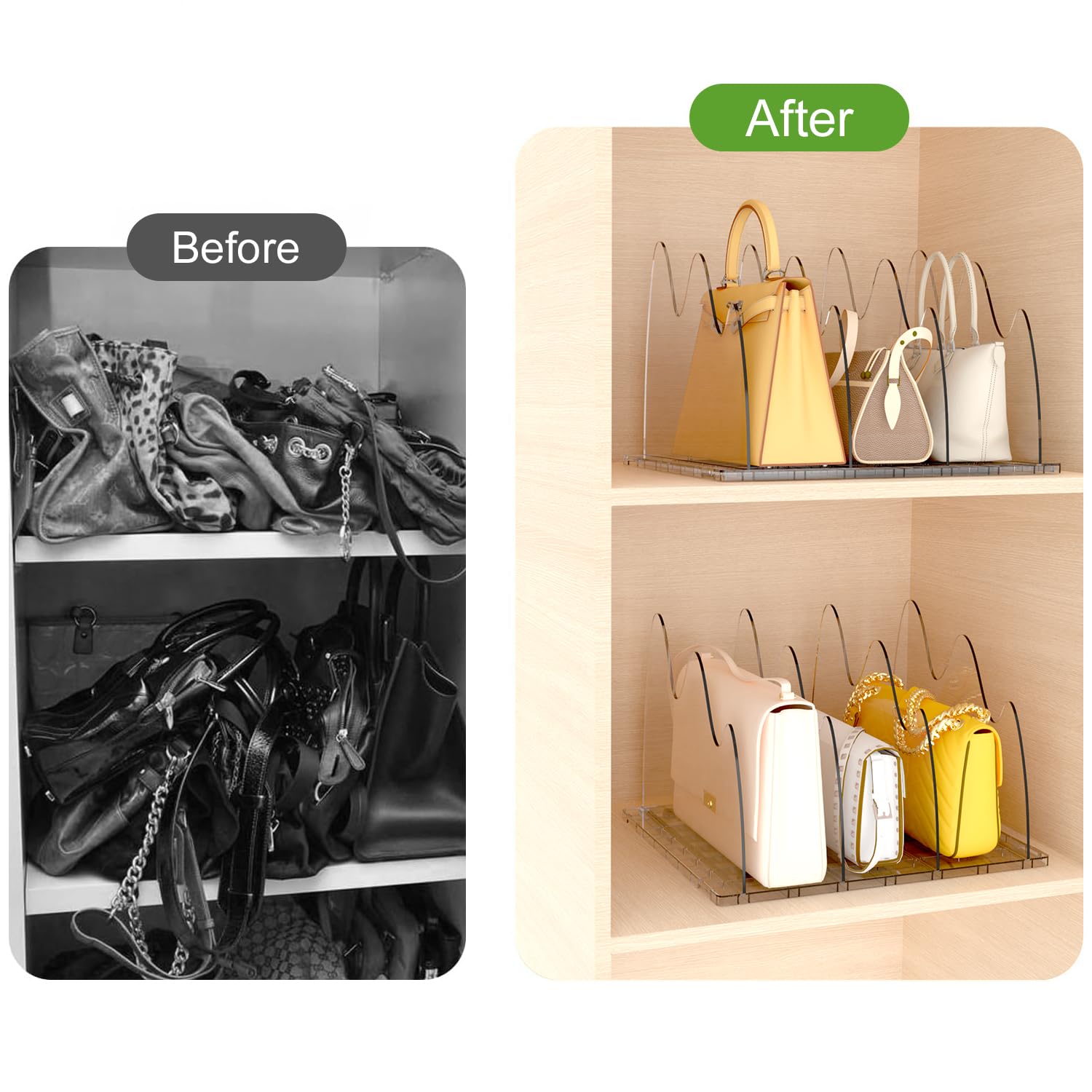 ANTOWIN 8-Piece Adjustable Purse Organizers for Closet - Handbag Storage & Shelf Dividers | Perfect for Closet Organization, Bag Display & Space Saving