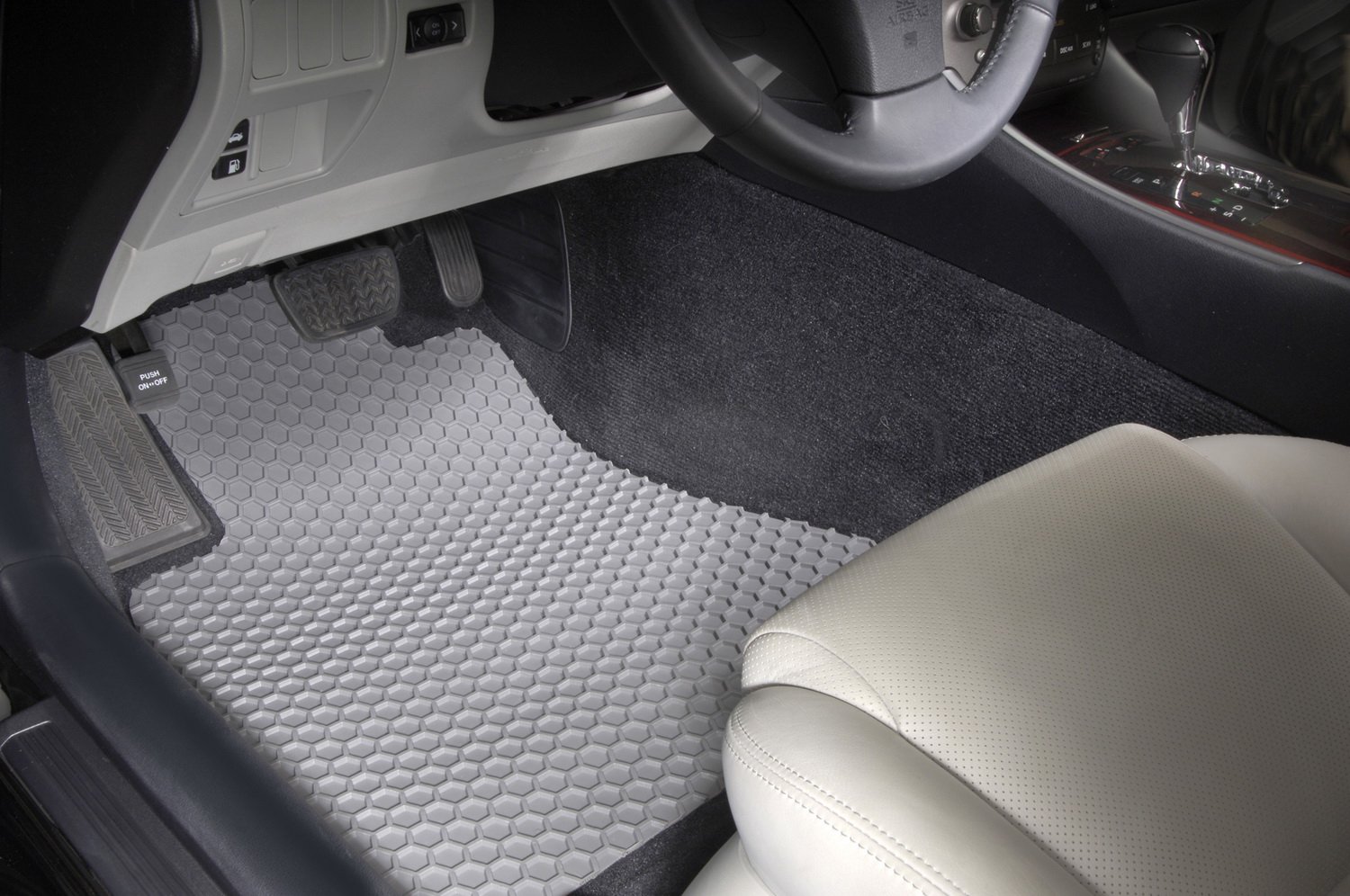 Intro-Tech VW-201-RT-G Hexomat Custom Fit Floor Mats for Volkswagen Eos - 4-Piece Set (Front & Rear Rows), Durable Rubber-Like Material in Gray - Perfect for All-Weather Protection & Car Interior Customization