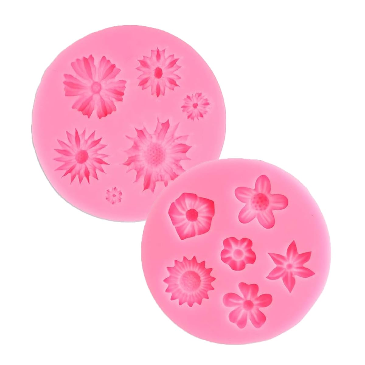 AKOAK 2-Piece Chrysanthemum & Sunflower Silicone Molds Set - Premium Flower Candy Molds for Cake Decorating, Fondant, Resin Art, Soap Making & DIY Cupcake Toppers - Perfect for Baking, Craft Projects & Home Decor