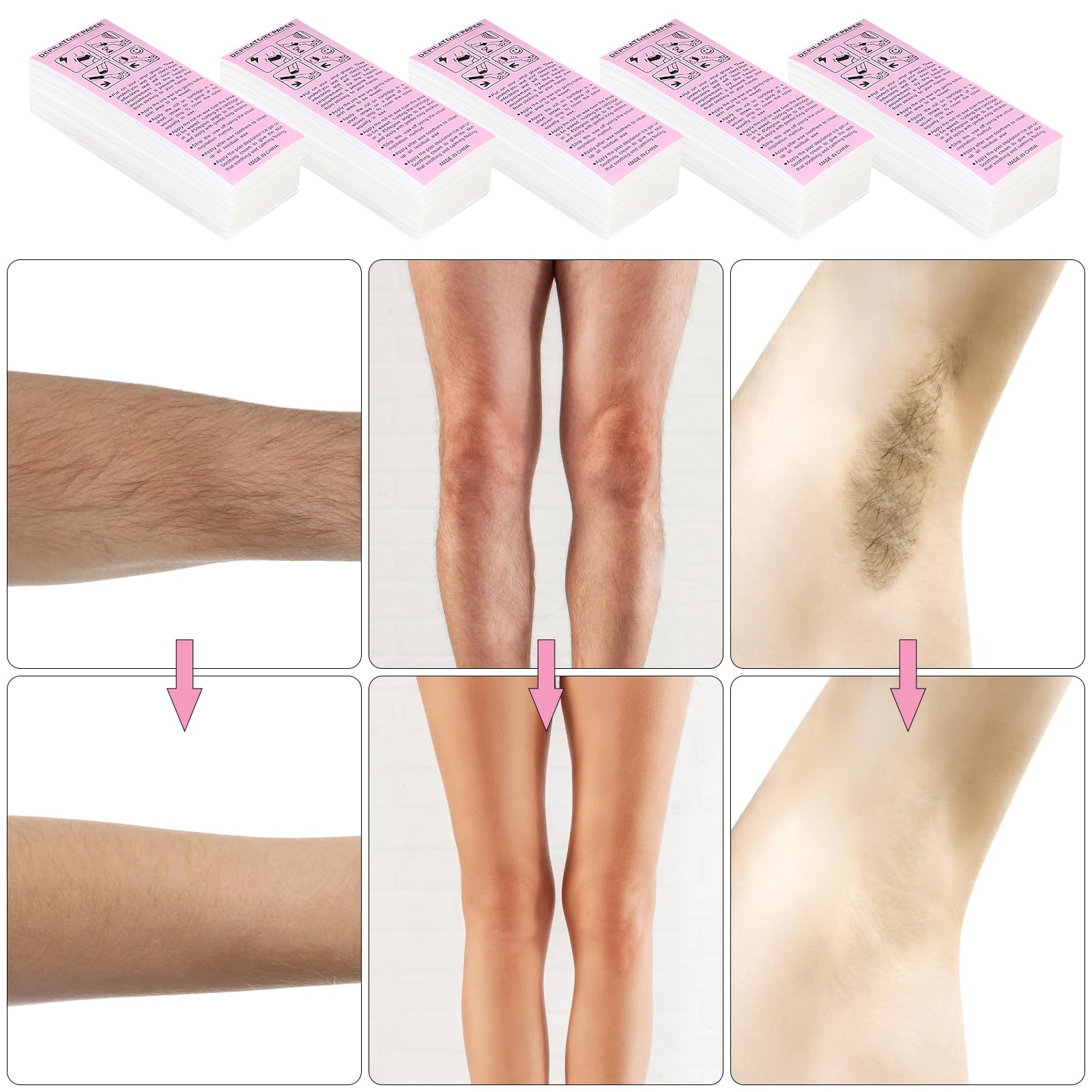500 Pcs Wax Strips for Hair Removal - Non-Woven Viscose Paper Strips for Warm Wax & Sugar Wax - Bikini, Legs, Chest, Back, Face & Intimate Areas - Perfect for Home Waxing & Salon Use