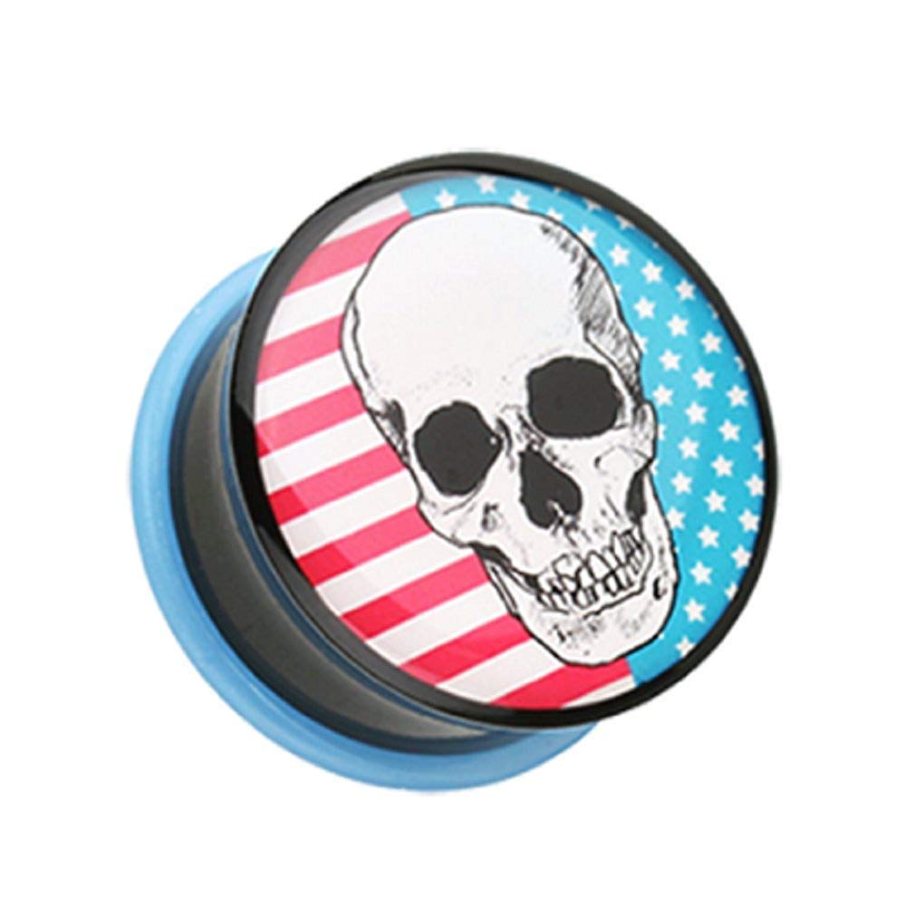 Gothic Skull Americana Single Flared Ear Gauge Plug - Covet Jewelry for Men & Women | Perfect for Stretching, Punk Style & Body Modification