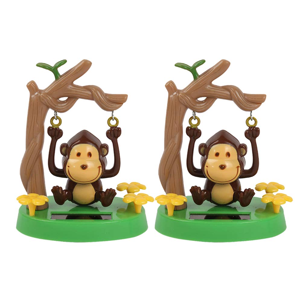 Amosfun 2-Pack Solar Powered Dancing Monkey Bobble Head Toys - Fun Car Dashboard Decor & Jungle Themed Party Favors for Kids | Perfect for Birthday Gifts, Office Desk Decorations, and Outdoor Garden Ornaments