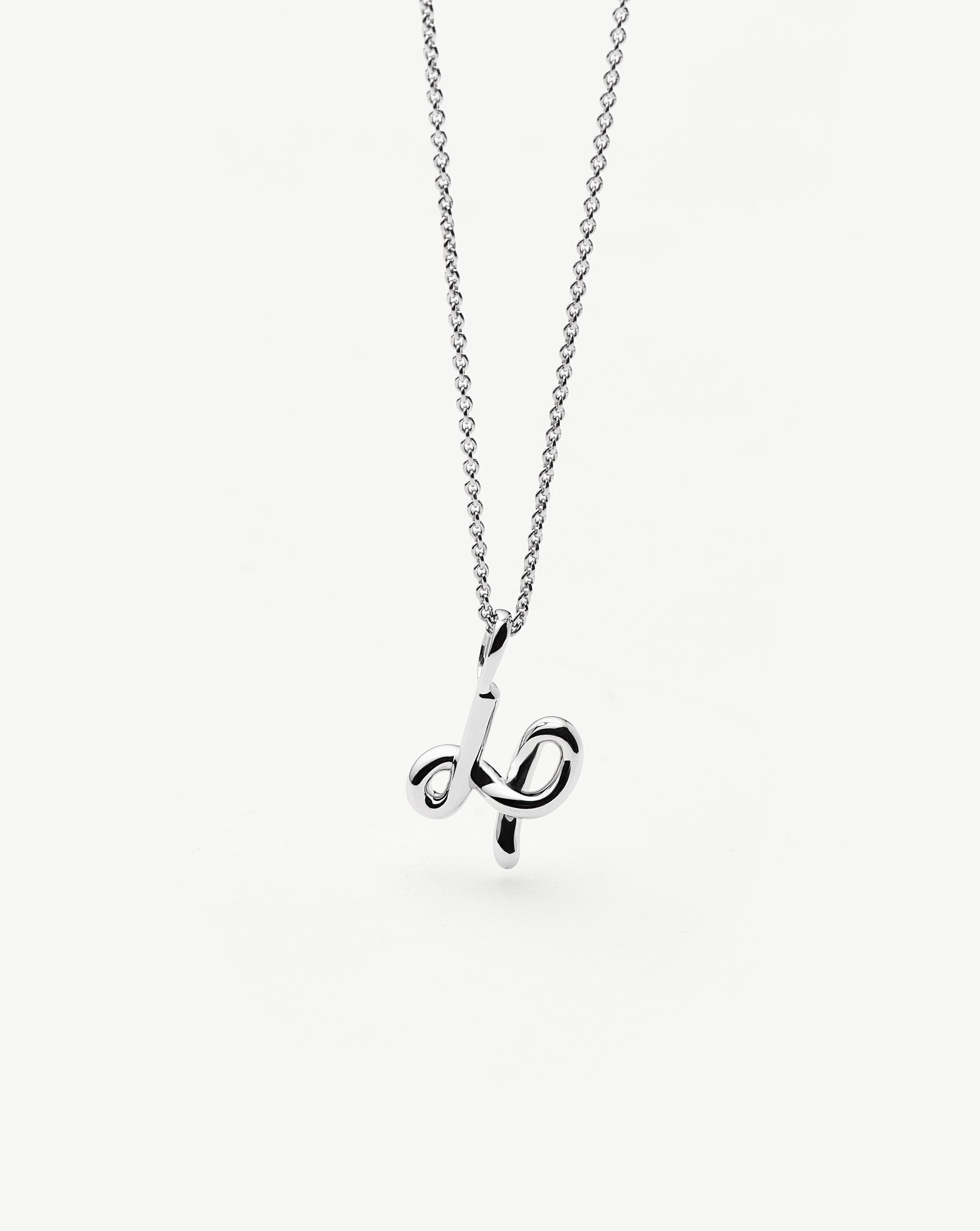 Curly Molten Mini Initial Necklace - Sterling Silver Personalized Jewelry for Women | Perfect Gift for Birthday, Anniversary & Valentine's Day