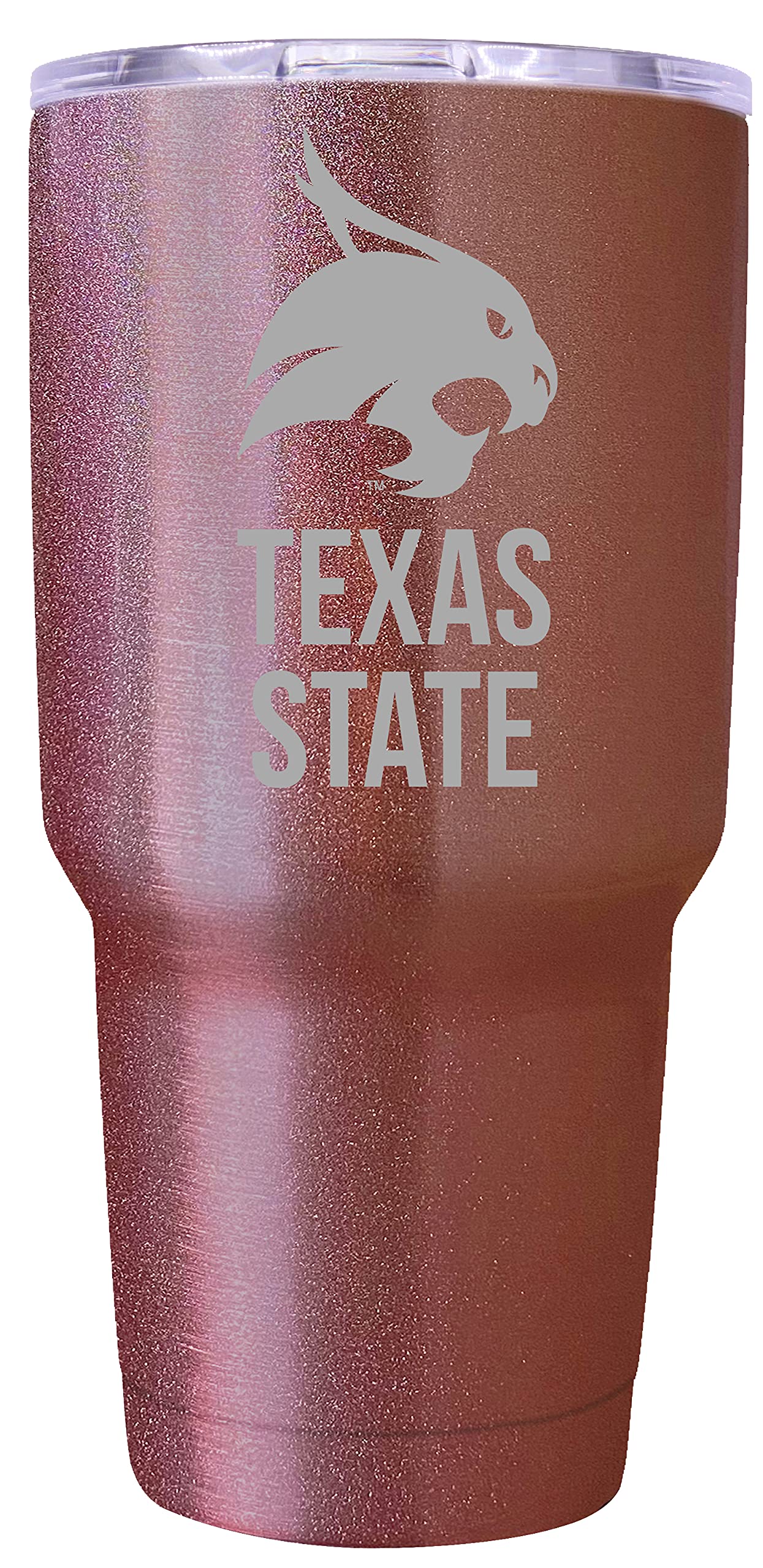 Texas State Bobcats 24oz Insulated Stainless Steel Tumbler with Rose Gold Etching - Double Wall Vacuum Insulation for Hot & Cold Drinks - Perfect for Game Day, Office, Gym & Outdoor Activities