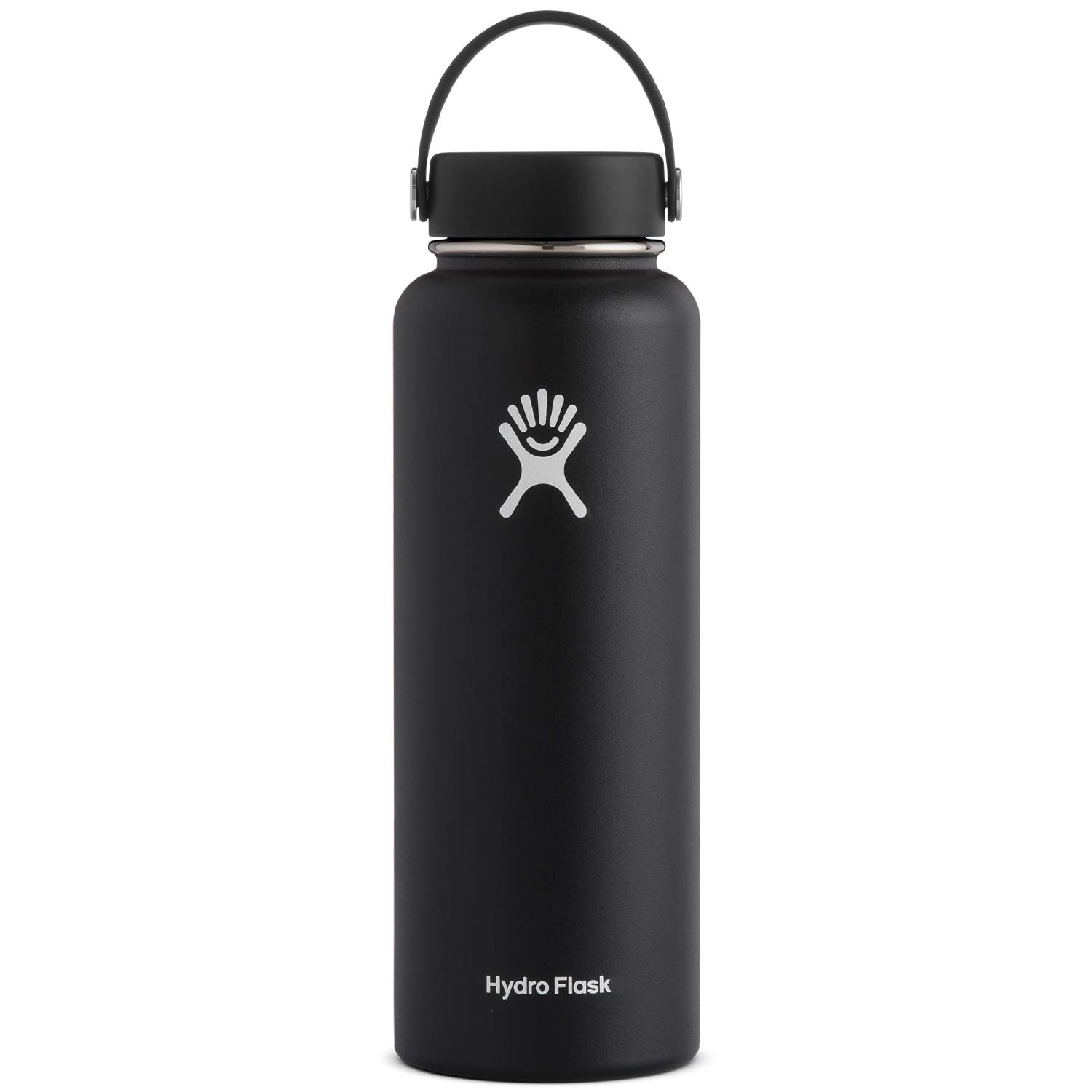 Hydro Flask 40 oz Stainless Steel Water Bottle - Vacuum Insulated, Wide Mouth with Leak Proof Flex Cap - Keeps Drinks Cold 24Hrs/Hot 12Hrs - Perfect for Hiking, Gym & Outdoor Activities - Black