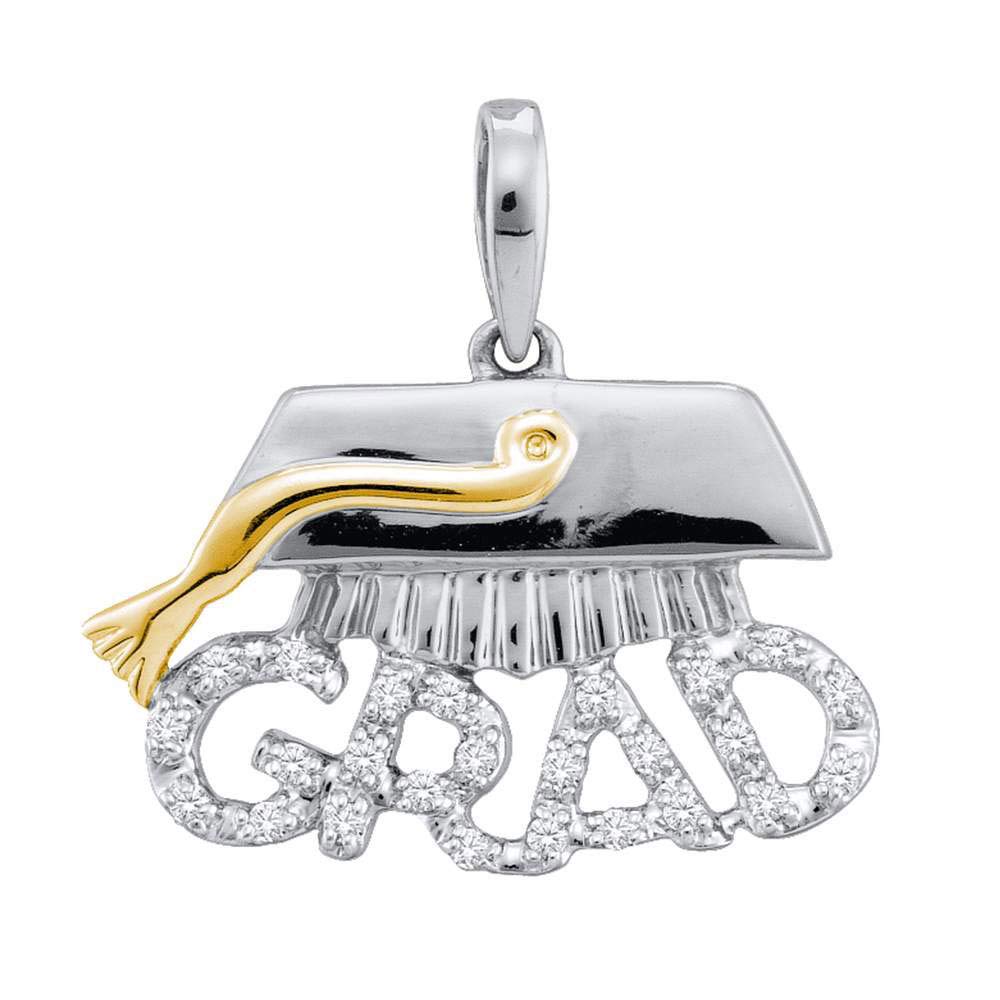 10kt White Gold Round Diamond Tassel Pendant for Women - 1/8 CTW Graduation Gift | Elegant Necklace for Parties, Prom & Special Occasions - Dazzlingrock Collection