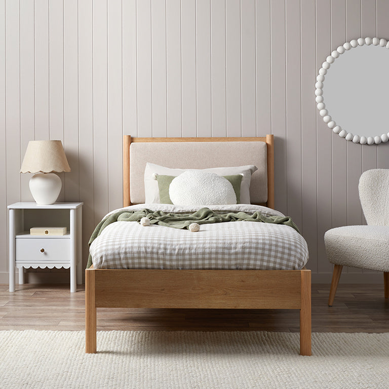 Blair Bed Frame - Single Size Wooden Platform Bed with Headboard | Perfect for Small Spaces, Guest Rooms & Kids Bedrooms