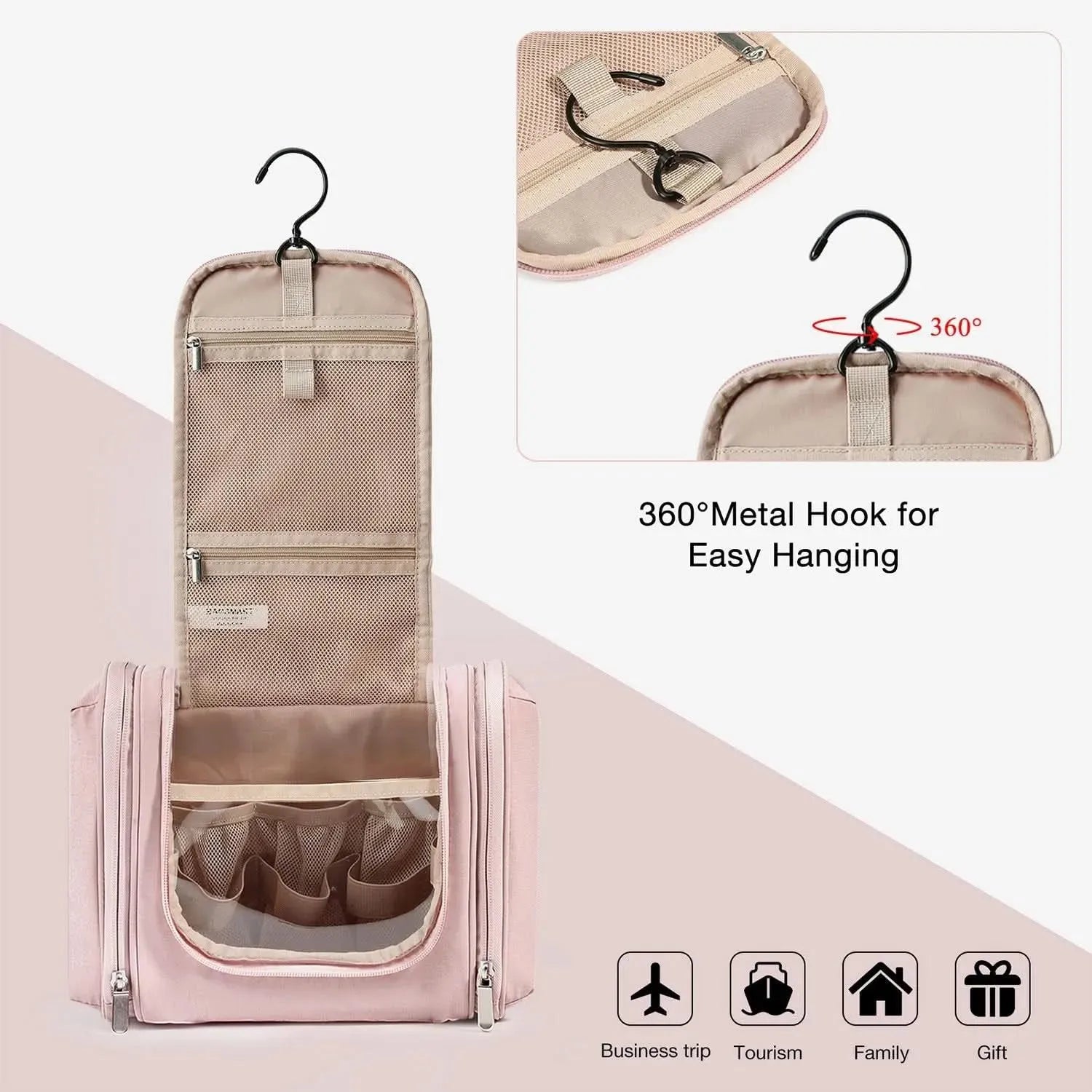 Premium Atlas Travel Hanging Toiletry Bag - Waterproof Cosmetic Organizer for Men & Women - Perfect for Camping, Gym, Business Trips & Air Travel