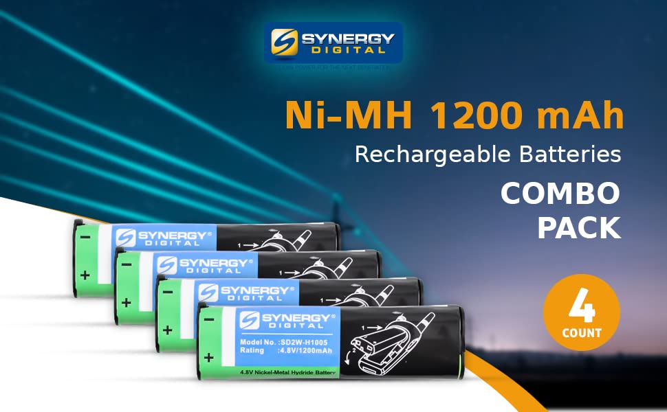 Synergy Digital 2-Way Radio Batteries - 4 Pack Ni-MH 4.8V 1200mAh Replacement for Motorola NNTN4190 Battery | Compatible with Motorola NNTN4190 2-Way Radio | Perfect for Business Communication, Security Teams & Outdoor Activities