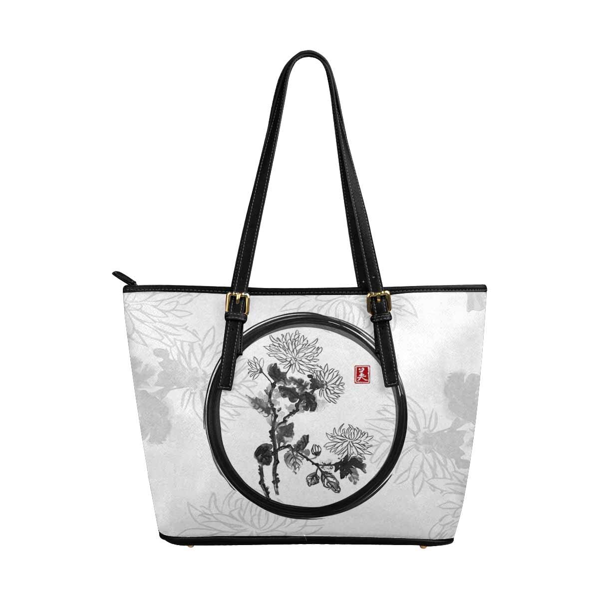 Oriental Chinese Zen Meditation Leather Tote Bag for Women - Stylish Crossbody Shoulder Handbag with Tao Design - Perfect for Yoga, Travel & Spiritual Retreats