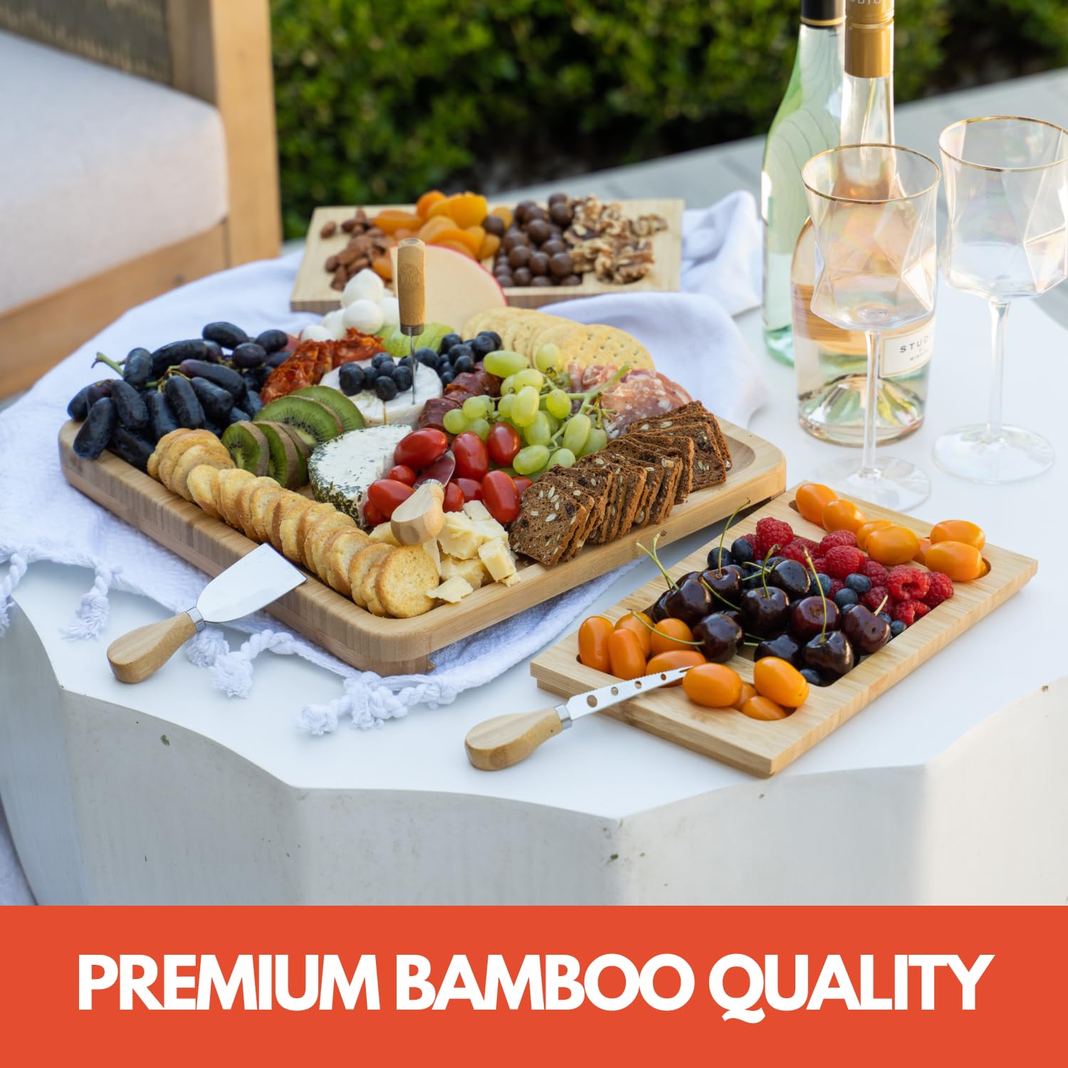 Best Birthday Gifts for Grandma - Thoughtful Present Ideas for Grandmothers | Unique Charcuterie Cheese Board Set with 4 Knives - Perfect for Family Gatherings, Holiday Dinners & Special Occasions