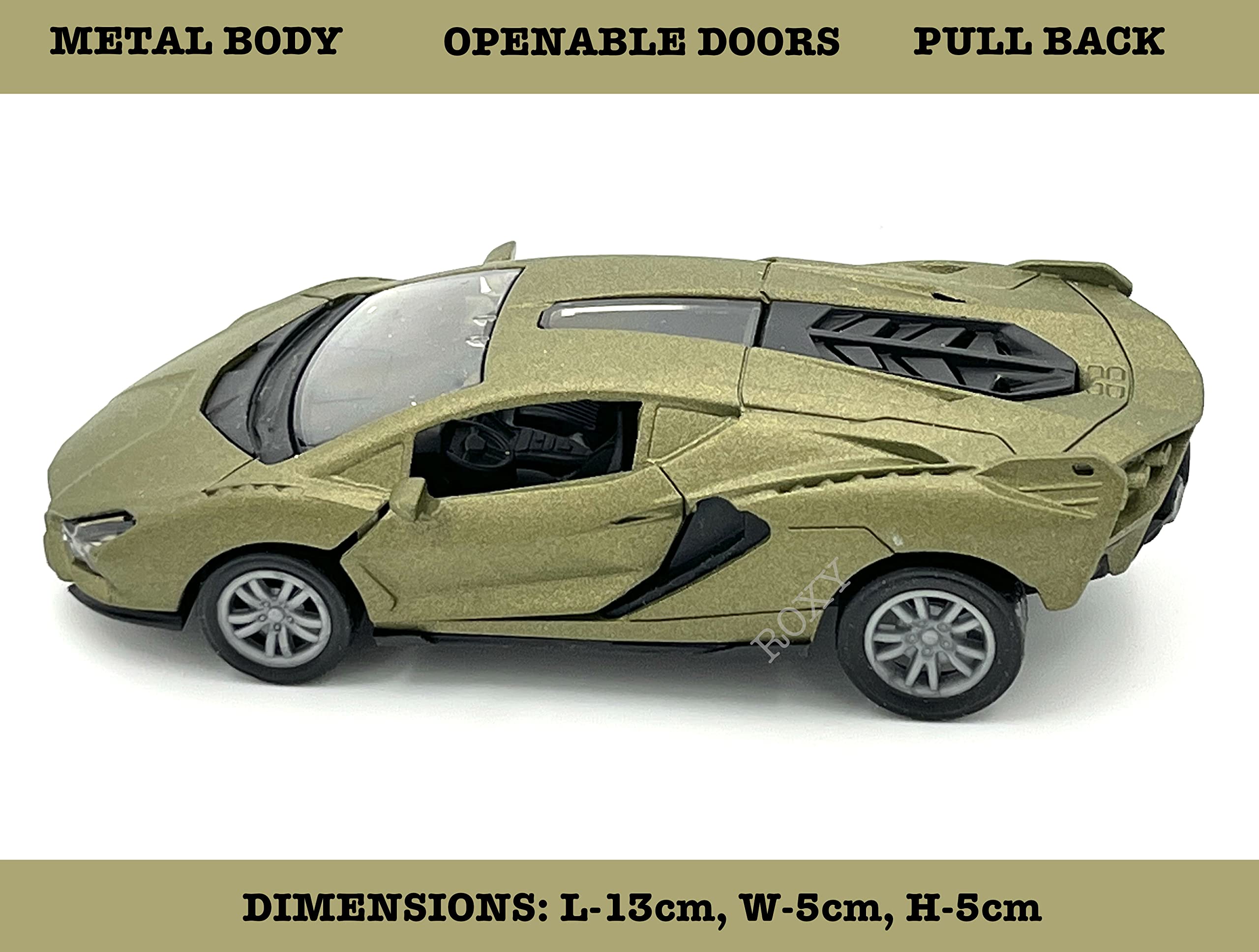 1:32 Scale Metal Lamborghini Sian Toy Car with Openable Doors & Trunk - High Speed Pull Back Dual Tone Sports Car for Kids (Olive Green) - Perfect for Birthday Gifts, Collectibles & Racing Play