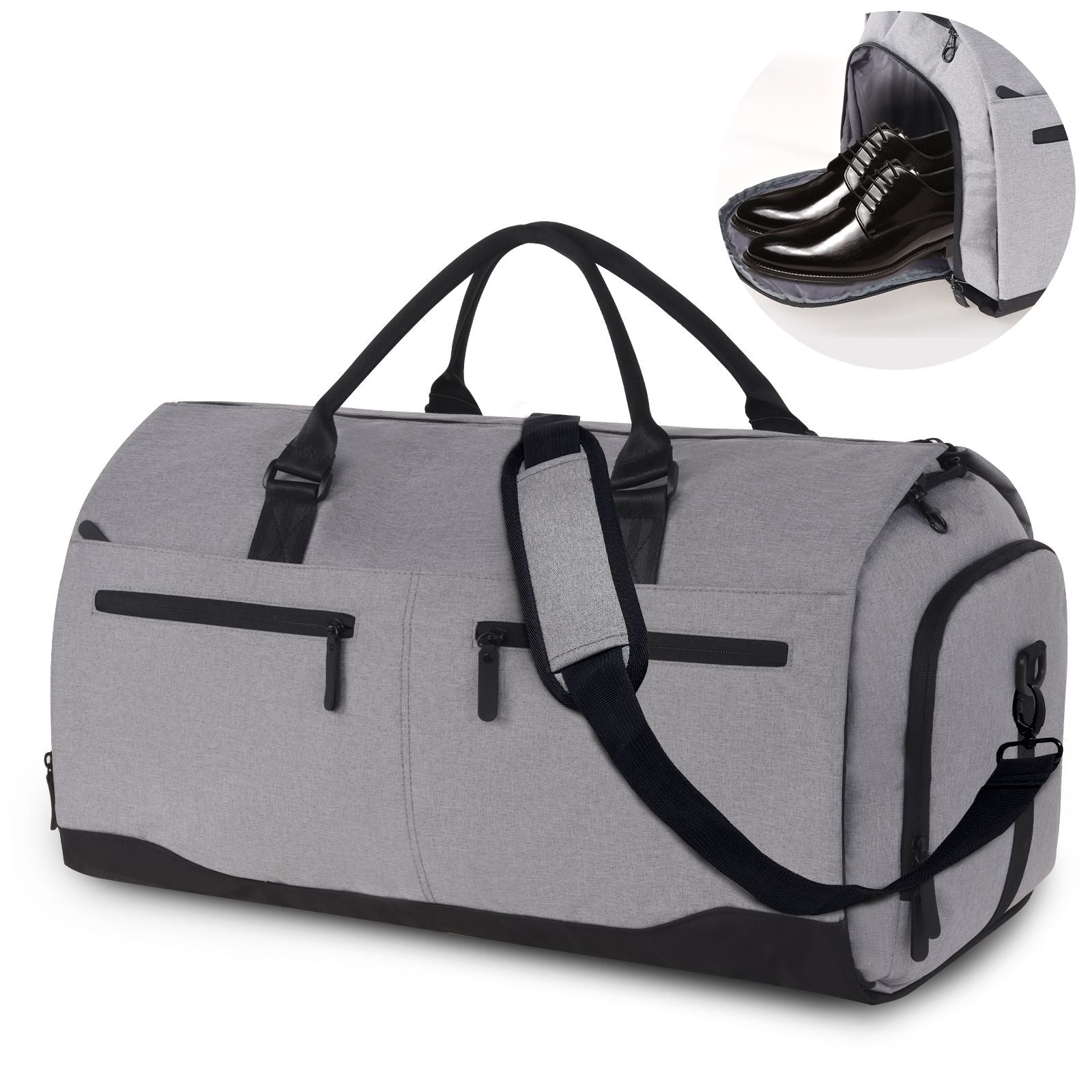 Travelite TL230620 Roll-Up Garment Duffle Bag - Lightweight Carry-On Luggage for Business Travel & Weekend Getaways (Grey) - Perfect for Gym, Work & Airplane Trips