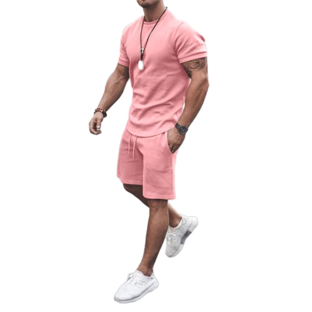 WFIAOUESS Men's 2-Piece Short Sets, Summer Sportswear Tracksuit, Breathable Sweat Suits, Casual 2-Piece Outfits for Gym, Running, and Outdoor Activities