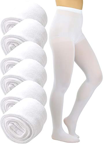 6 Pack: Full Footed Acrylic Tights - White