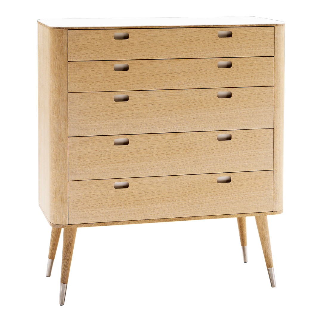 AK2430 5-Drawer Chest of Drawers for Bedroom, Solid Wood Dresser with Mirror - Perfect for Closet Organization & Home Storage