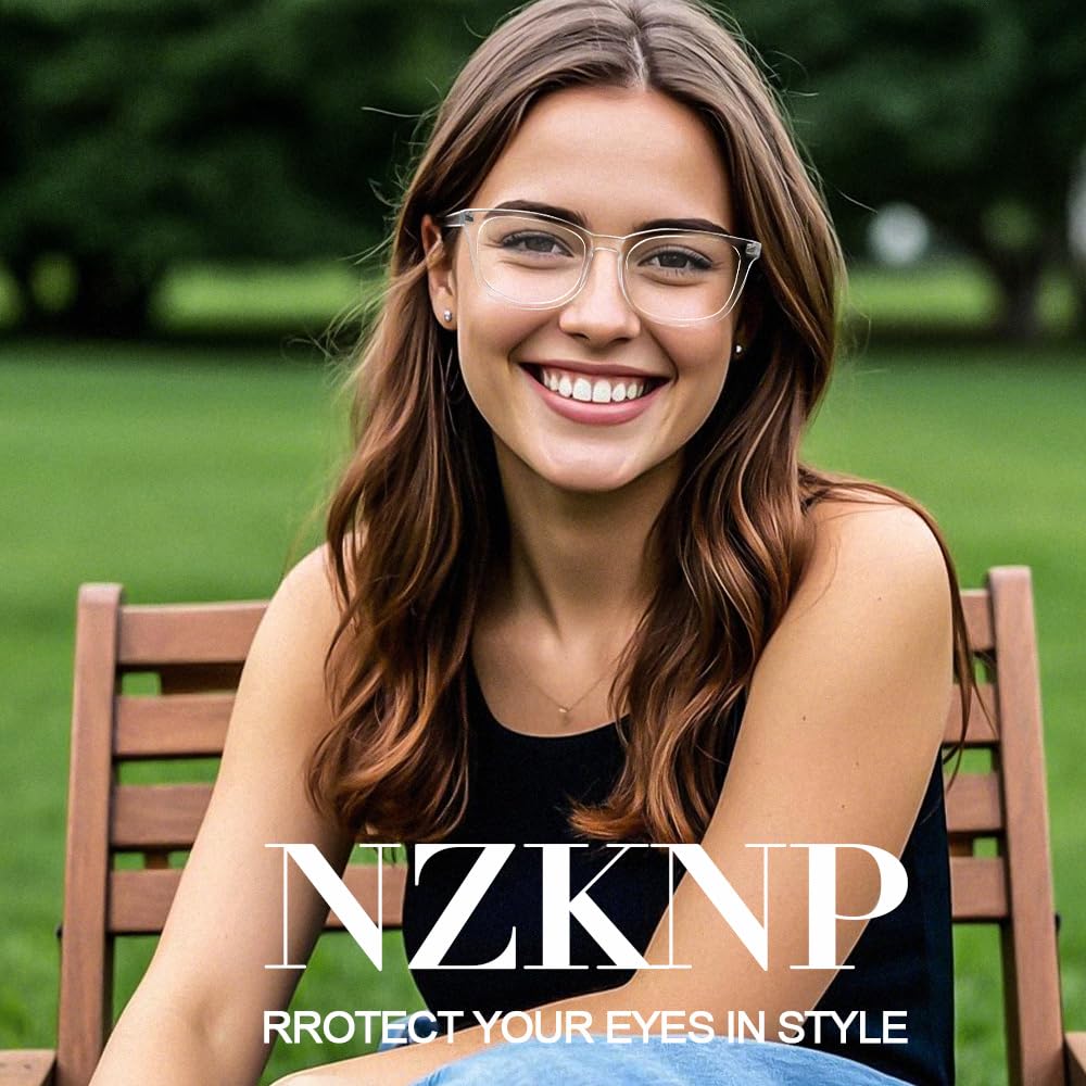 NZKNP Blue Light Blocking Glasses for Women & Men - Clear Anti-Eye Strain for Work & Gaming