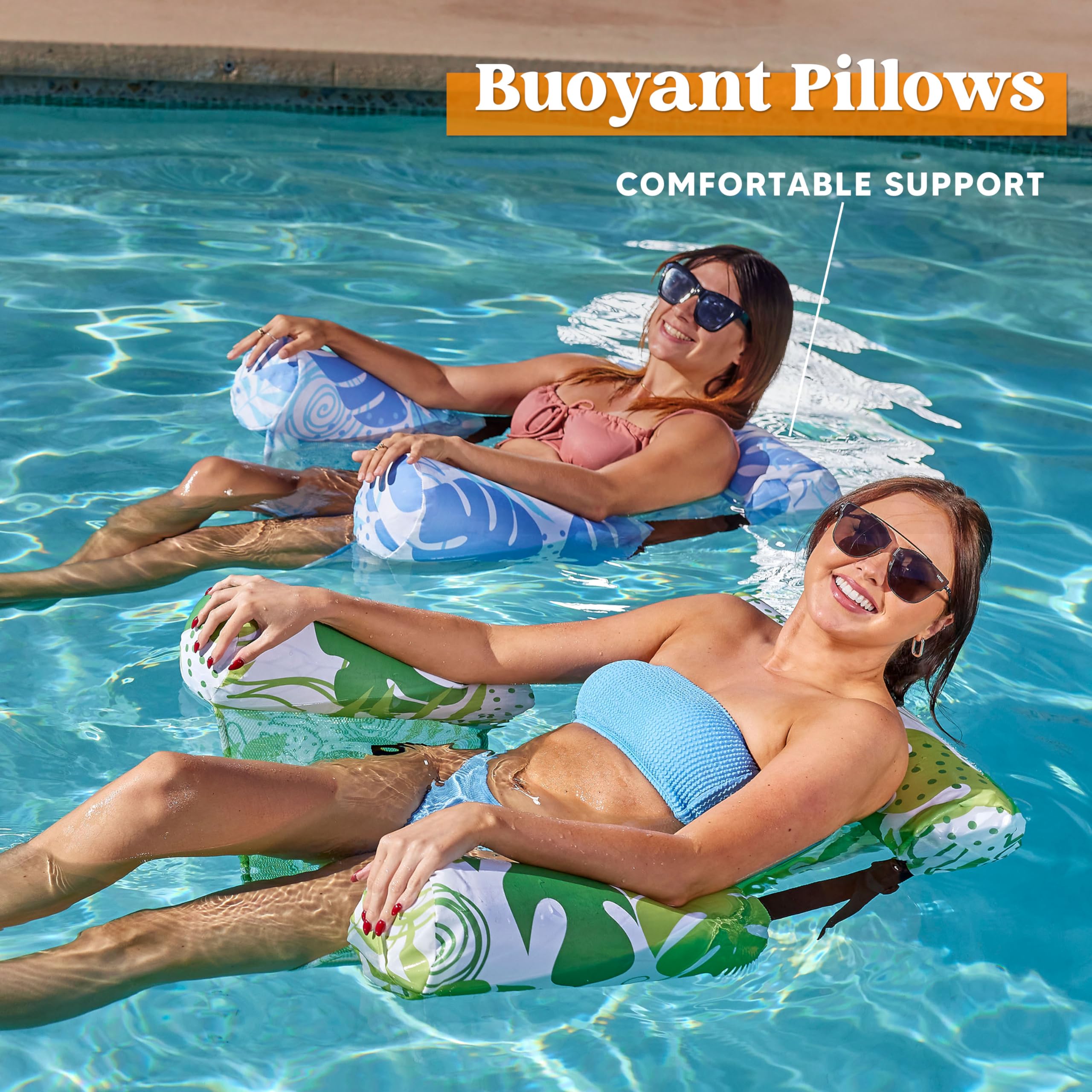 **SLOOSH 2-Pack Inflatable Pool Floats for Adults - Heavy Duty Floating Lounge Chairs with Pool Noodles - Perfect for Summer, Beach, Lake, and Pool Parties**    *(Use Case: Relaxing in the pool, floating on the lake, or lounging at beach parties with friends and family.)*