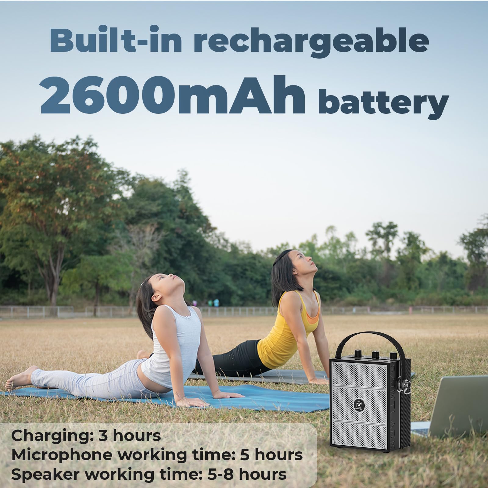 40W Portable Voice Amplifier with Wireless Headset Mic & Bluetooth Speaker - Hands-Free PA System for Teachers, Public Speaking, Events, Outdoor Activities & Presentations - S98 Megaphone with Adjustable Strap