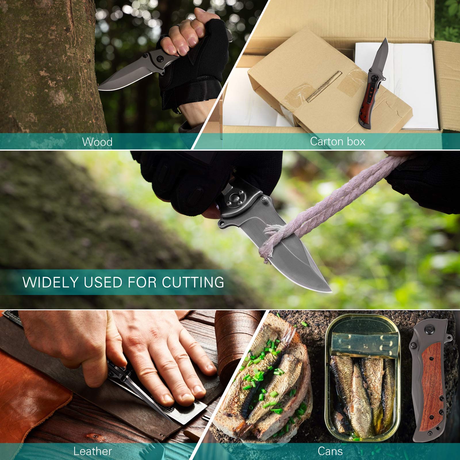 GVDV Tactical Pocket Folding Knife for Men - 7Cr17 Steel Blade with Safety Liner Lock - Compact EDC Knife for Camping, Hunting, Fishing & Survival - Grey (Perfect for Outdoor Adventures, Everyday Carry & Emergency Situations)